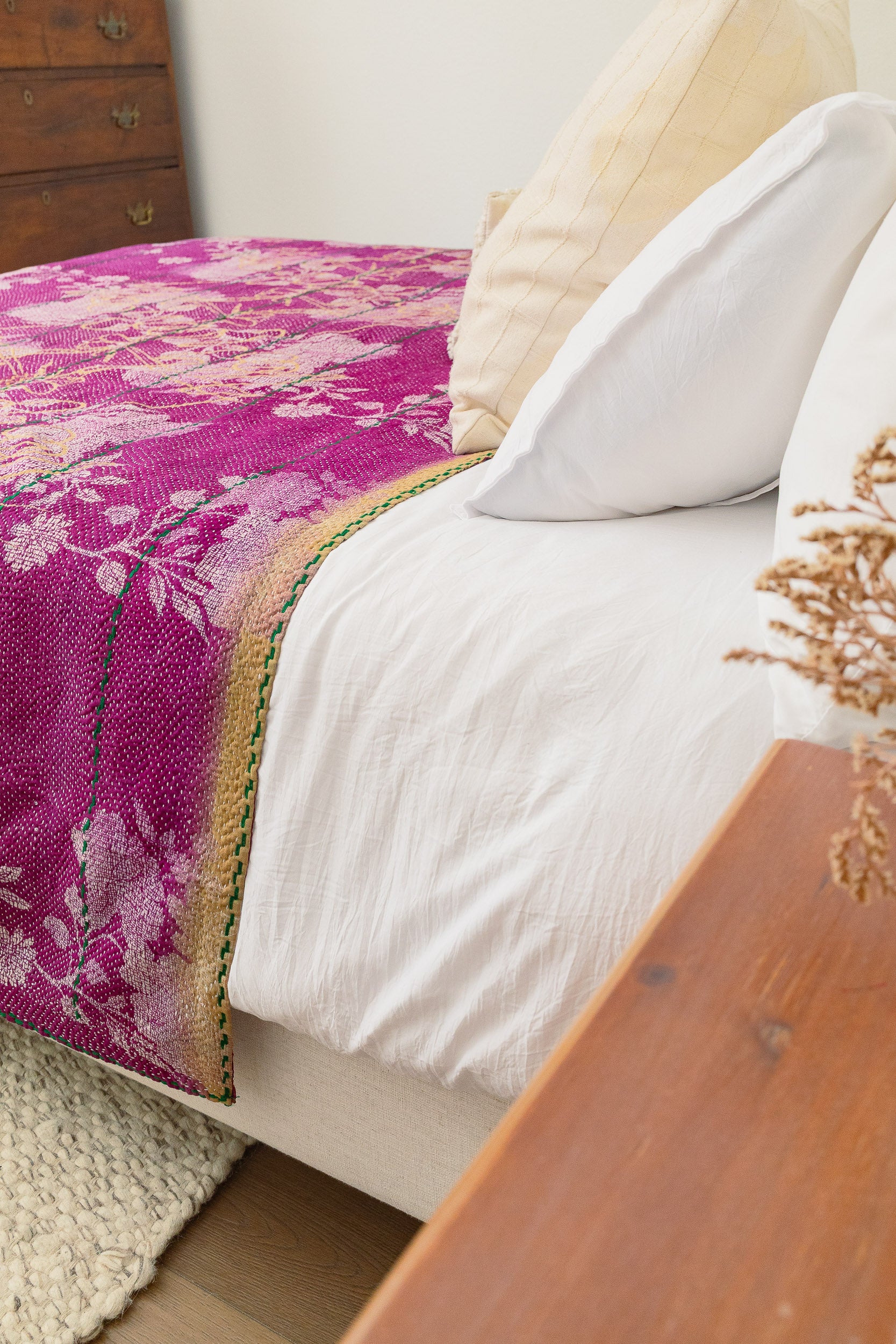 No. 144 Masterpiece Kantha Coverlet Quilt (Queen)
