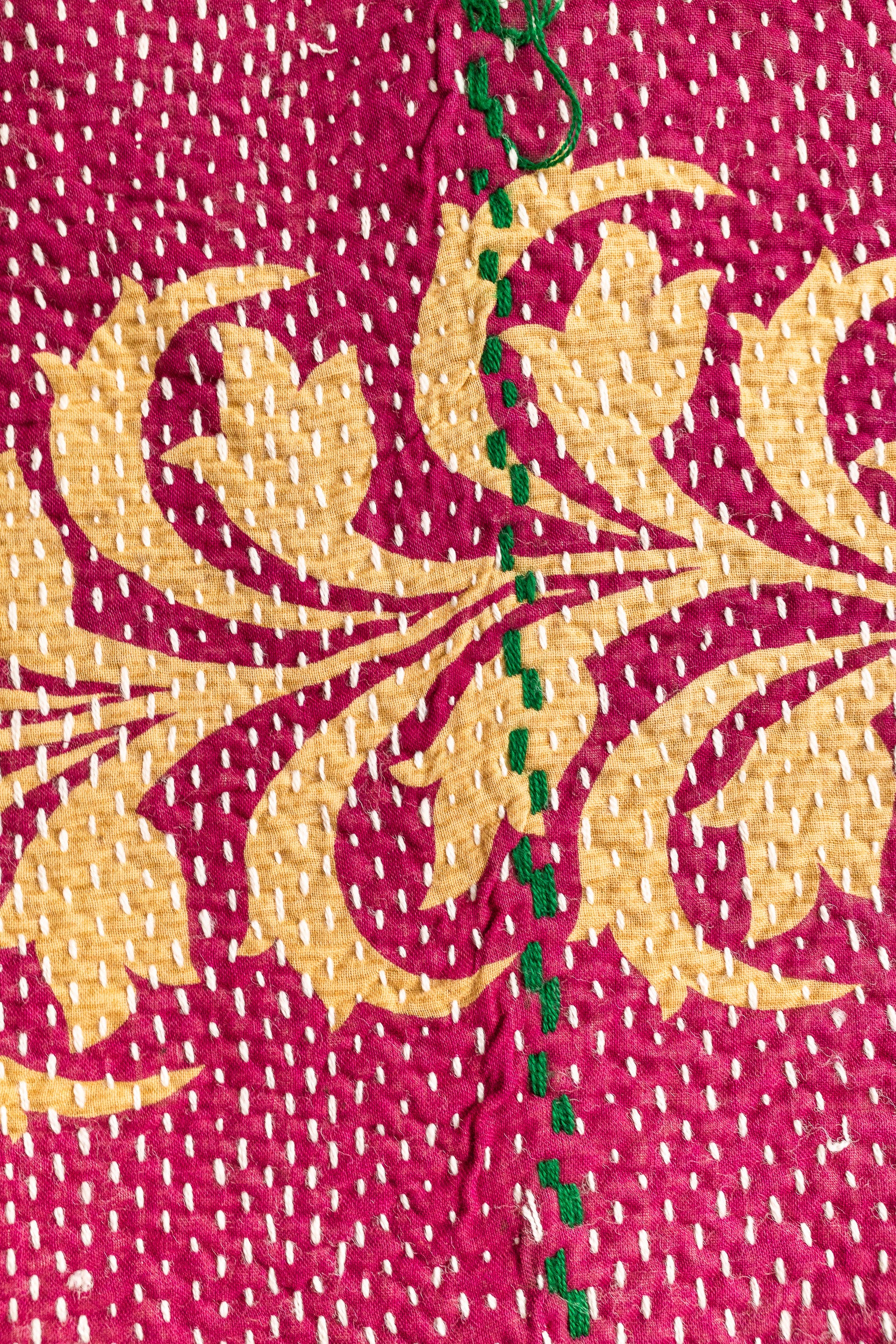 No. 144 Masterpiece Kantha Coverlet Quilt (Queen)