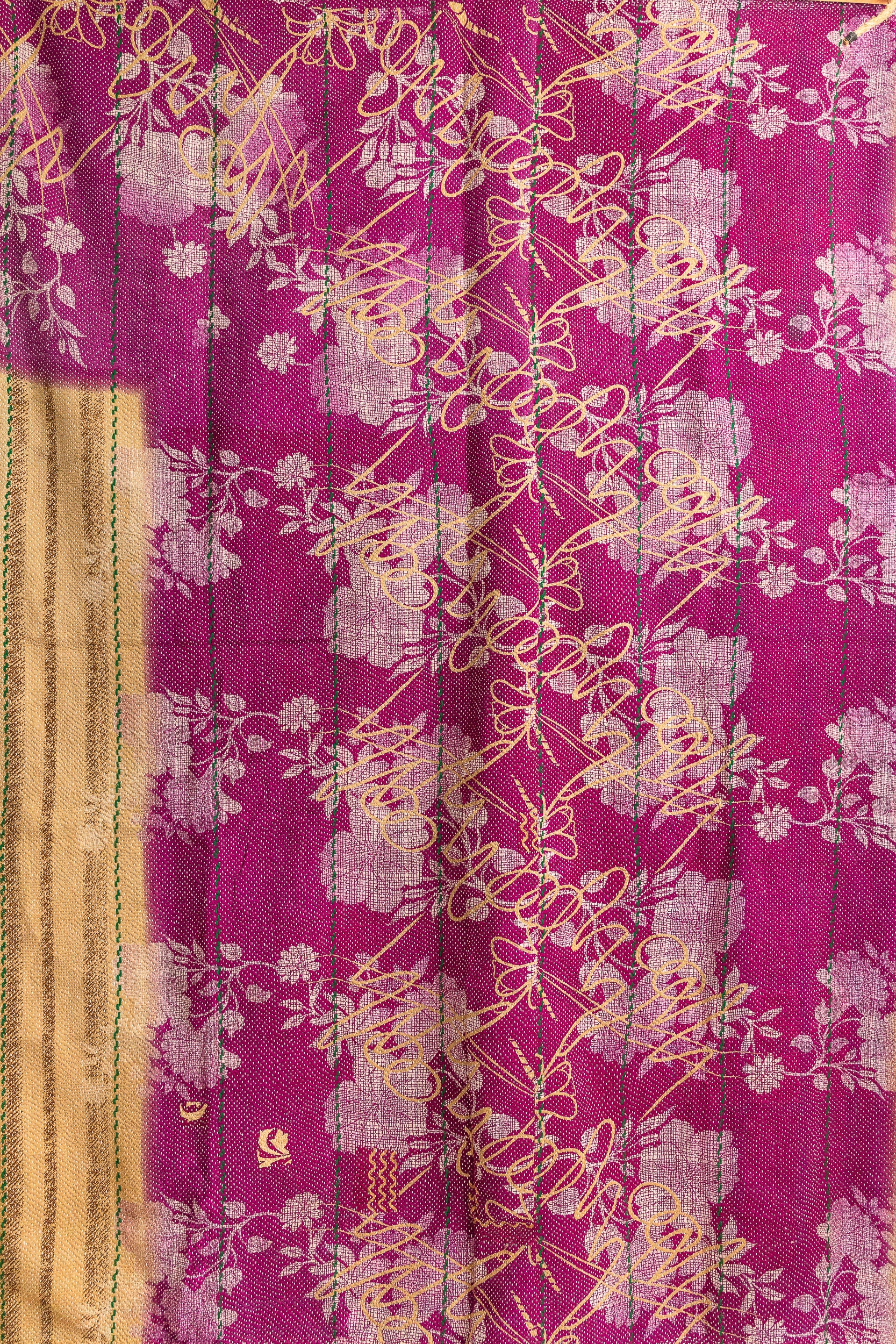 No. 144 Masterpiece Kantha Coverlet Quilt (Queen)