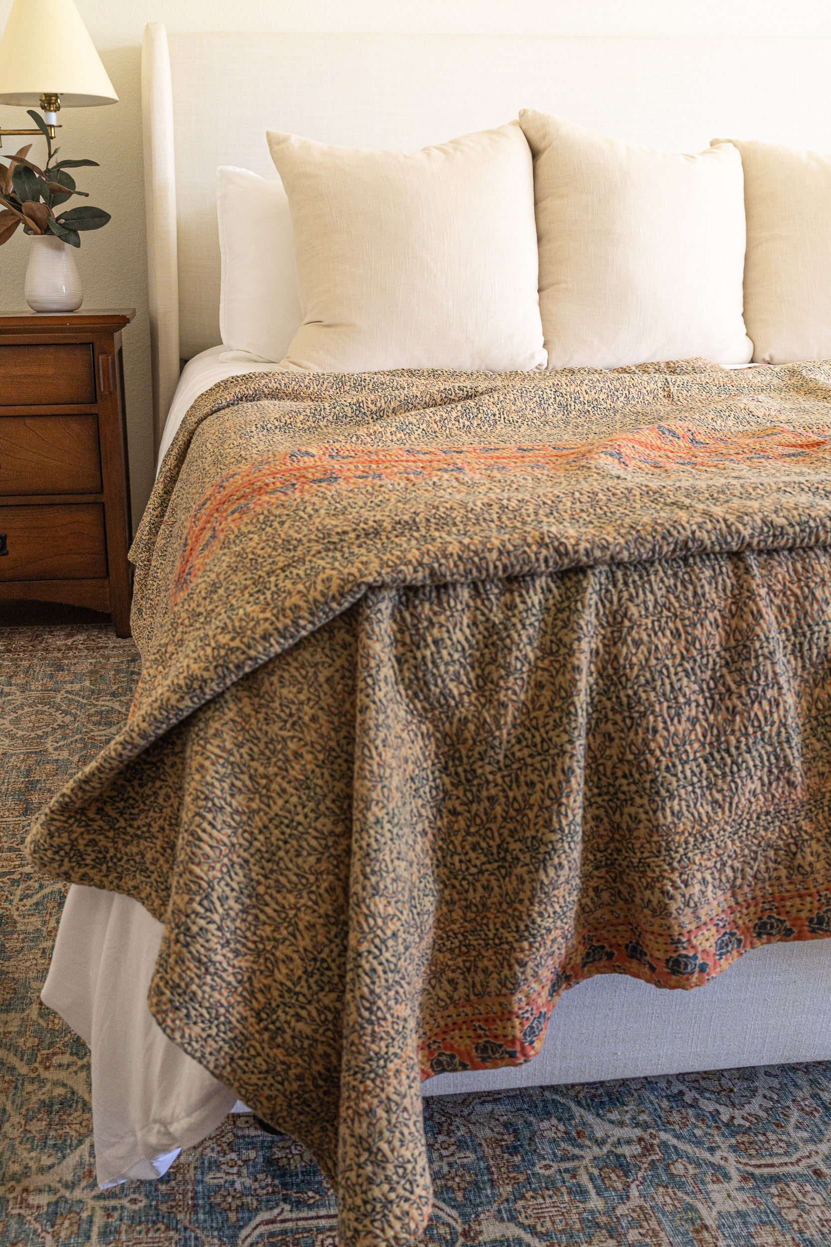 No. 145 Masterpiece Kantha Coverlet Quilt (Queen)