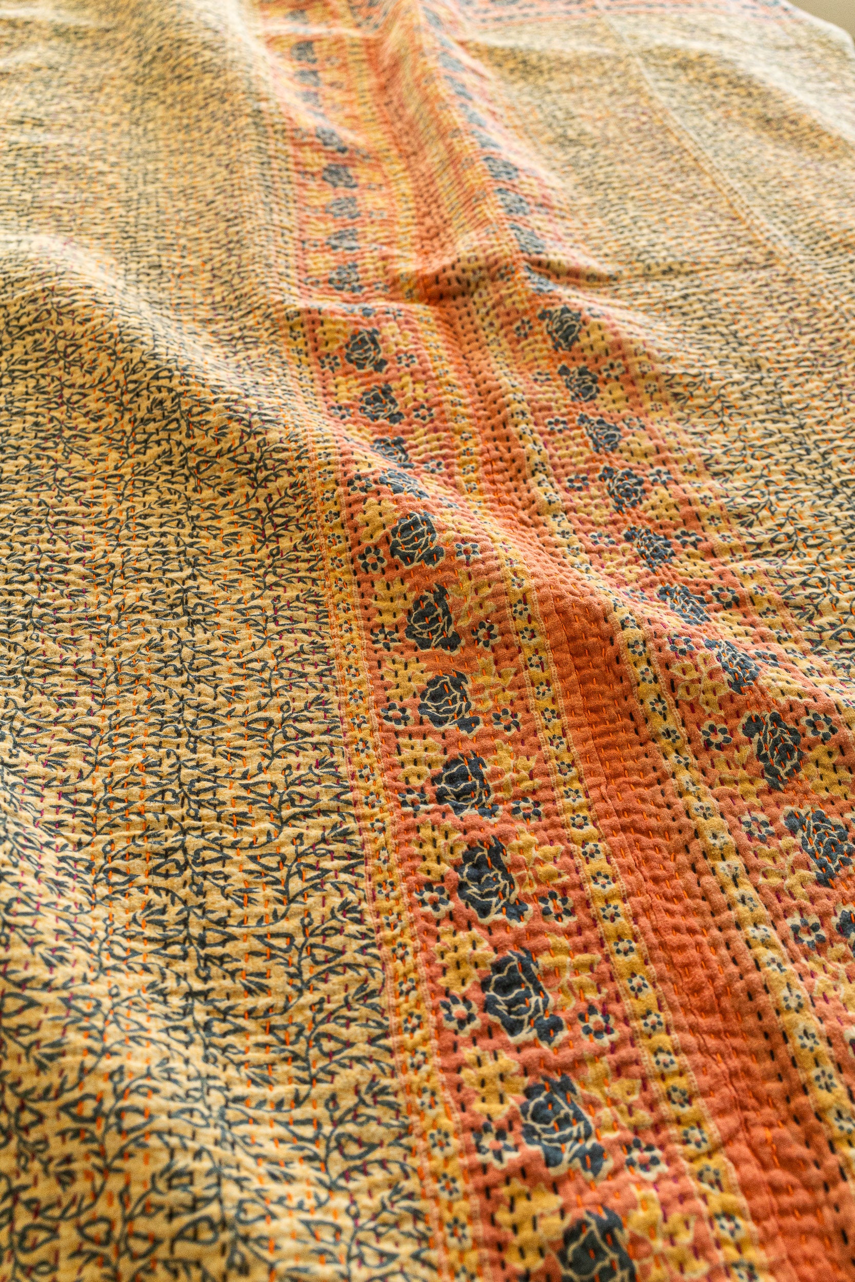 No. 145 Masterpiece Kantha Coverlet Quilt (Queen)