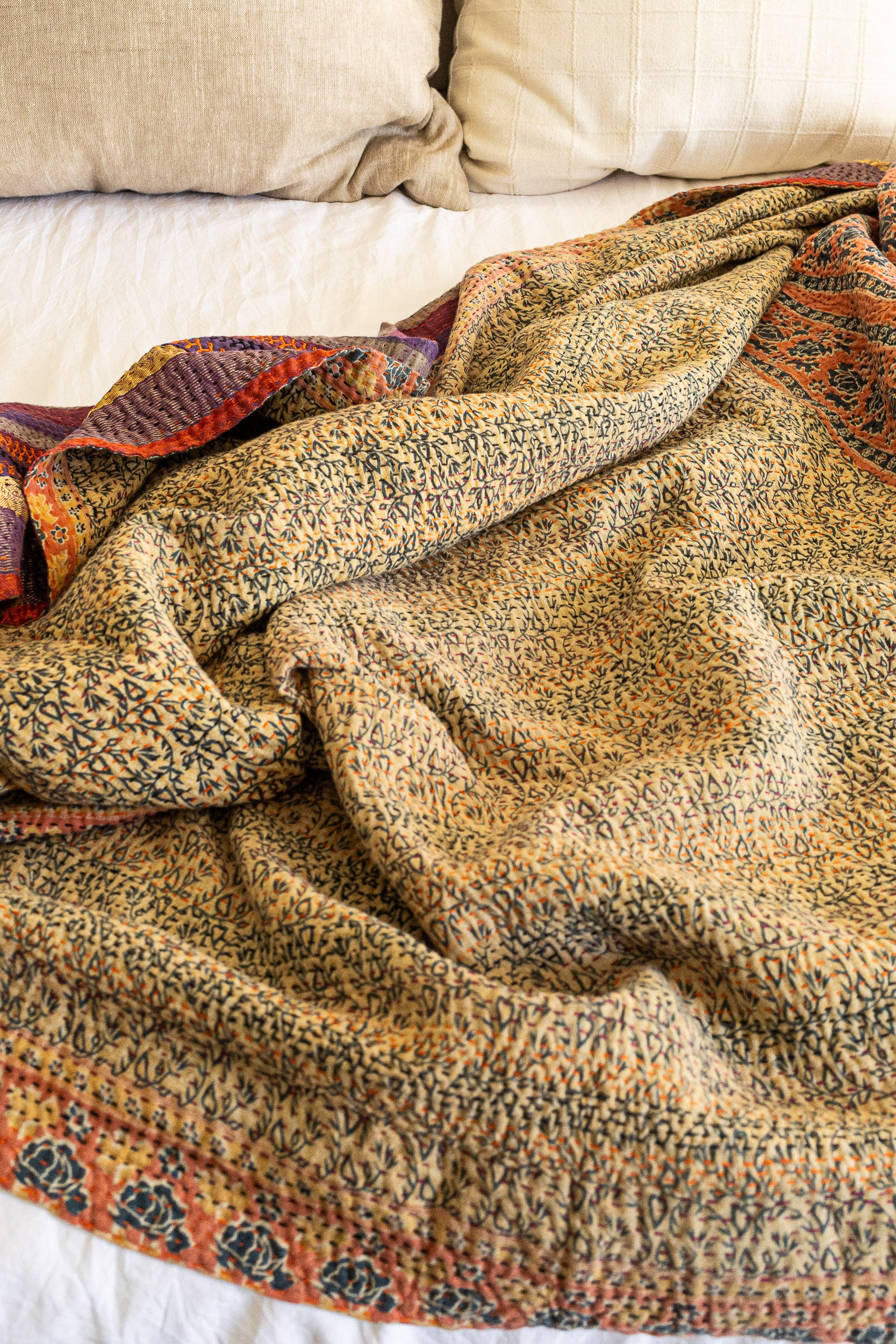 No. 145 Masterpiece Kantha Coverlet Quilt (Queen)