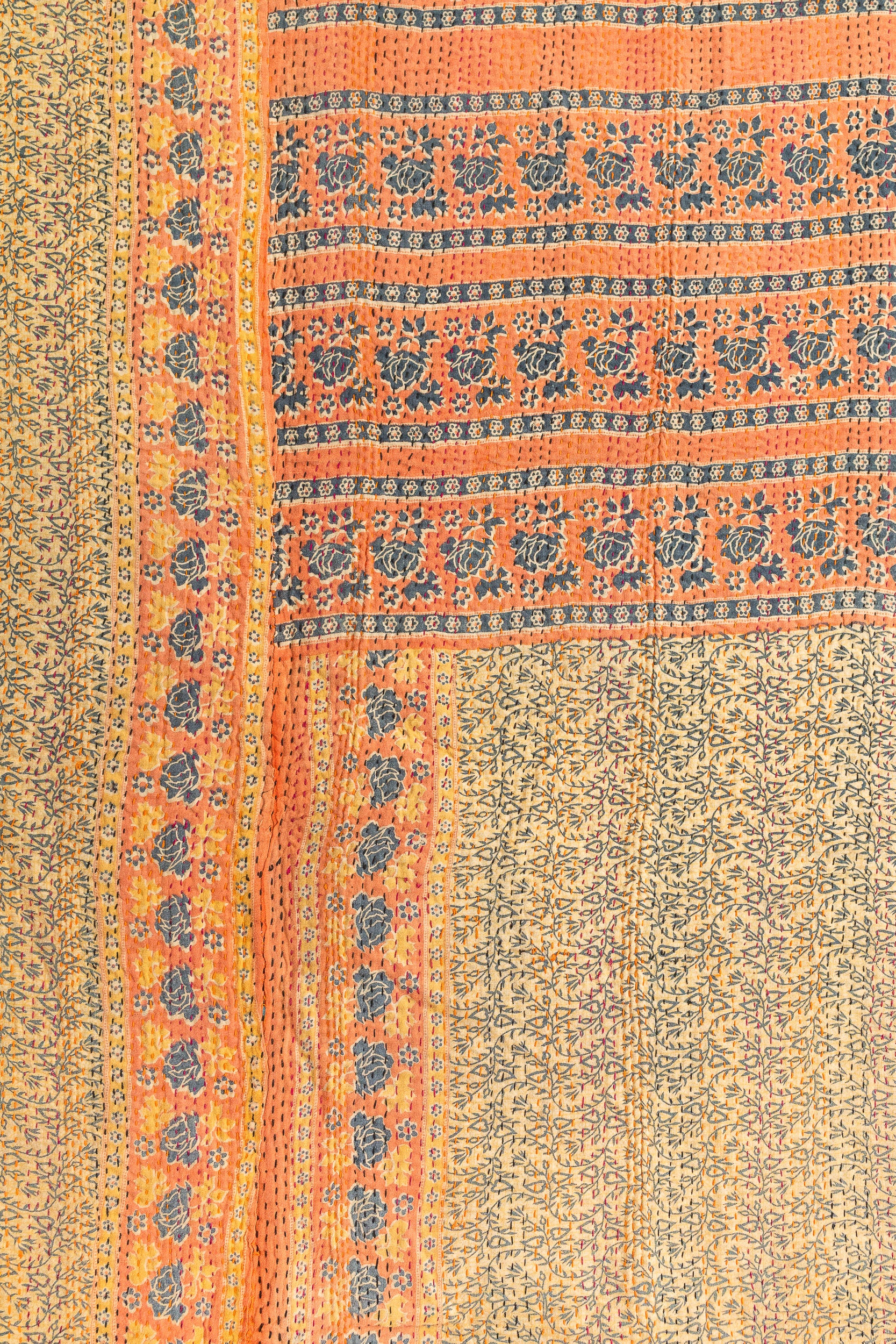 No. 145 Masterpiece Kantha Coverlet Quilt (Queen)
