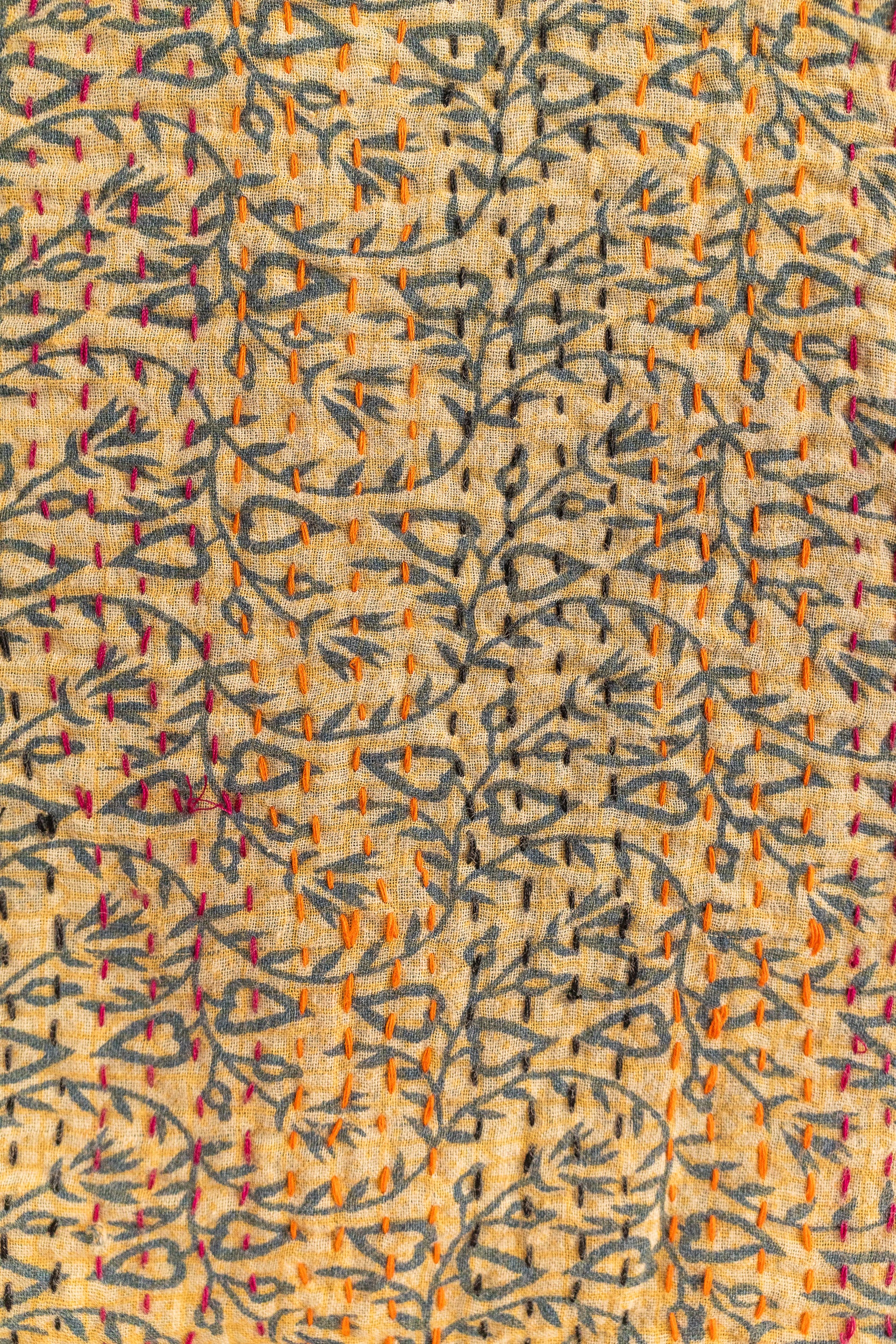 No. 145 Masterpiece Kantha Coverlet Quilt (Queen)