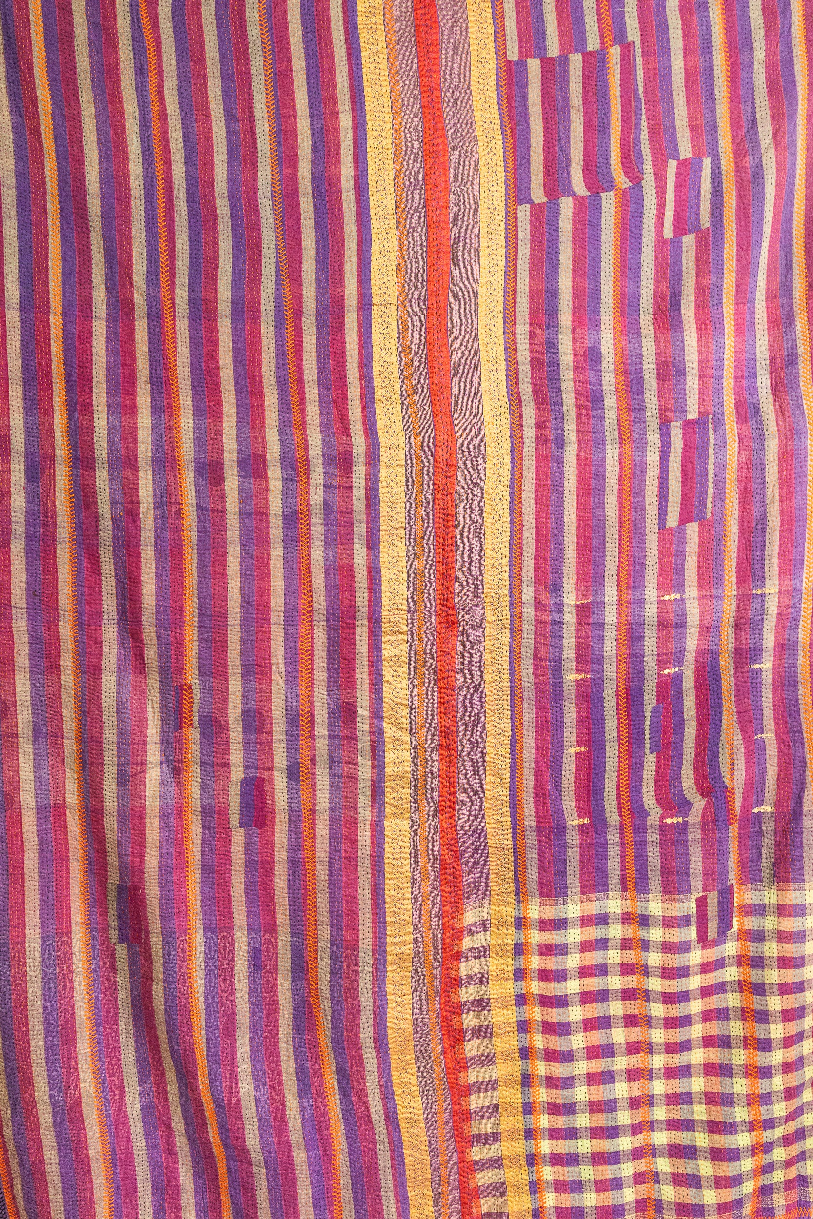 No. 145 Masterpiece Kantha Coverlet Quilt (Queen)