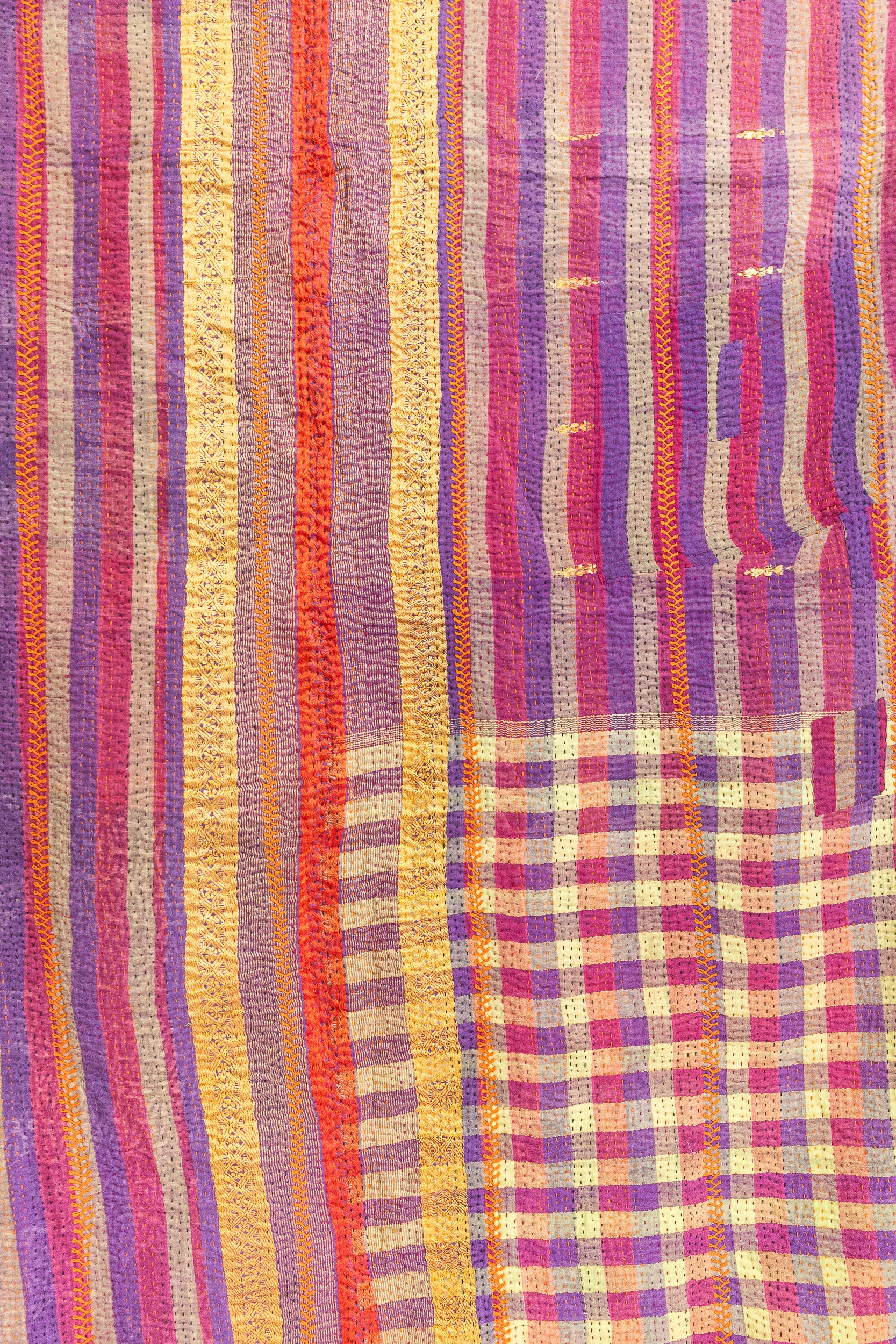No. 145 Masterpiece Kantha Coverlet Quilt (Queen)