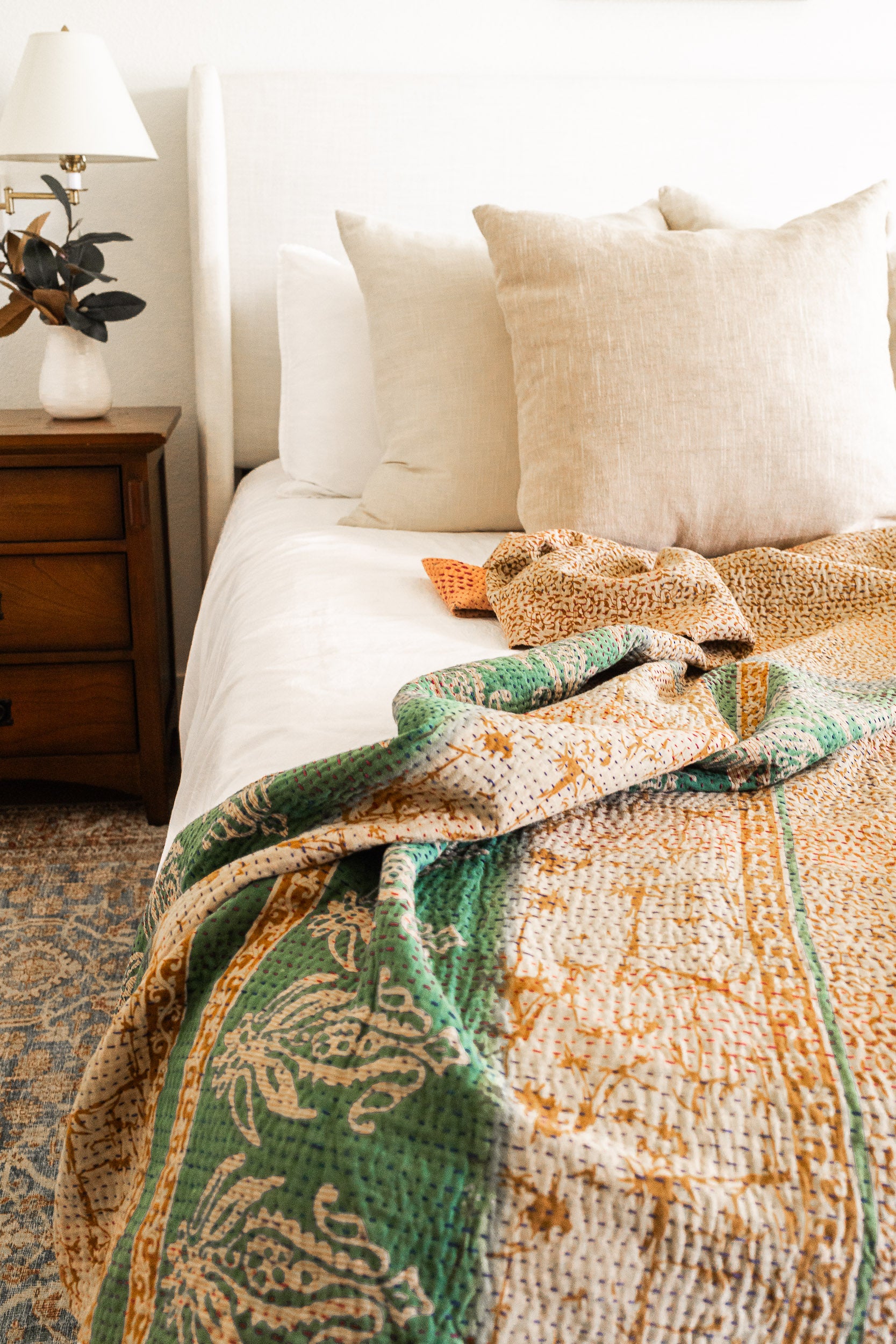 No. 146 Masterpiece Kantha Coverlet Quilt (Queen)
