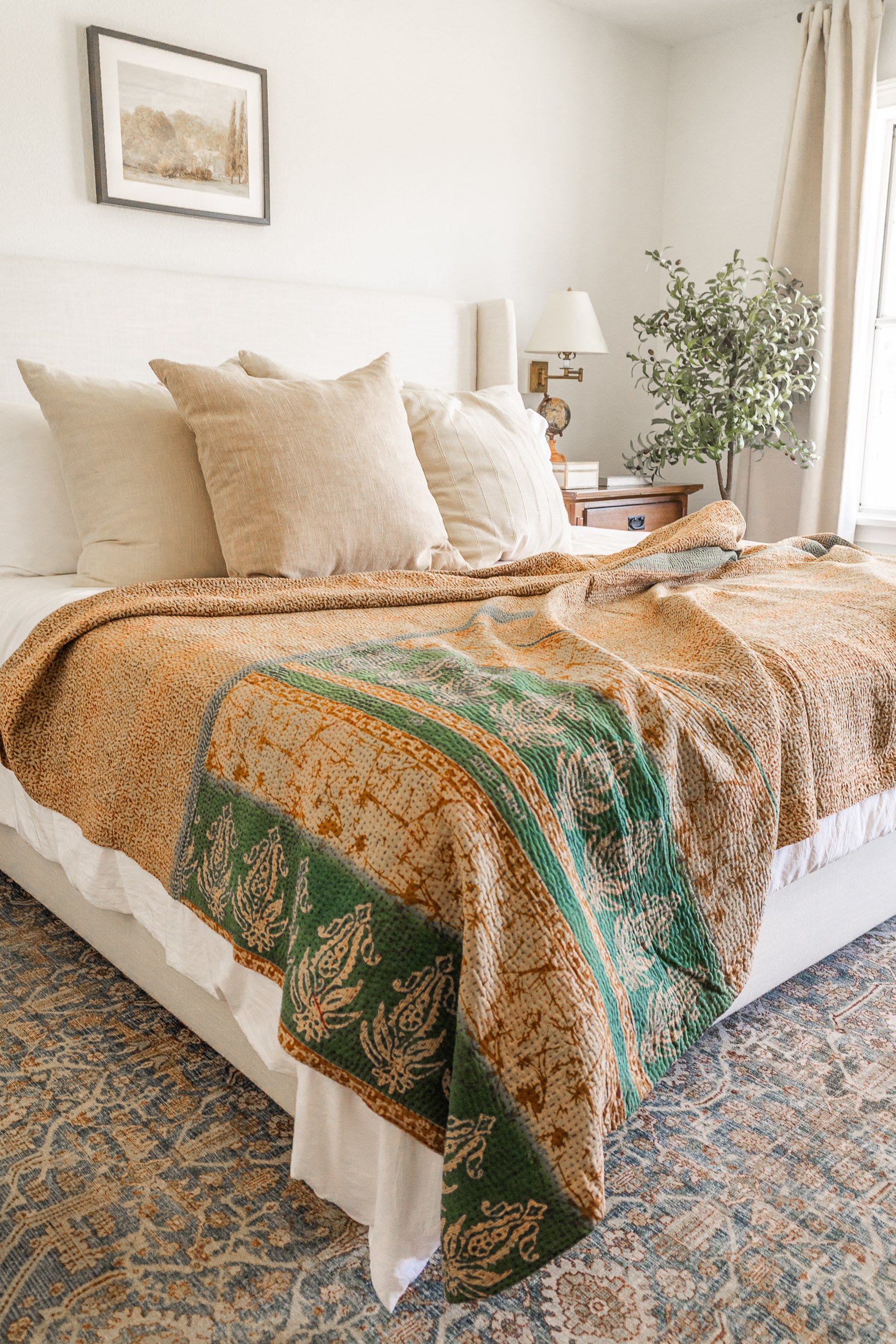 No. 146 Masterpiece Kantha Coverlet Quilt (Queen)