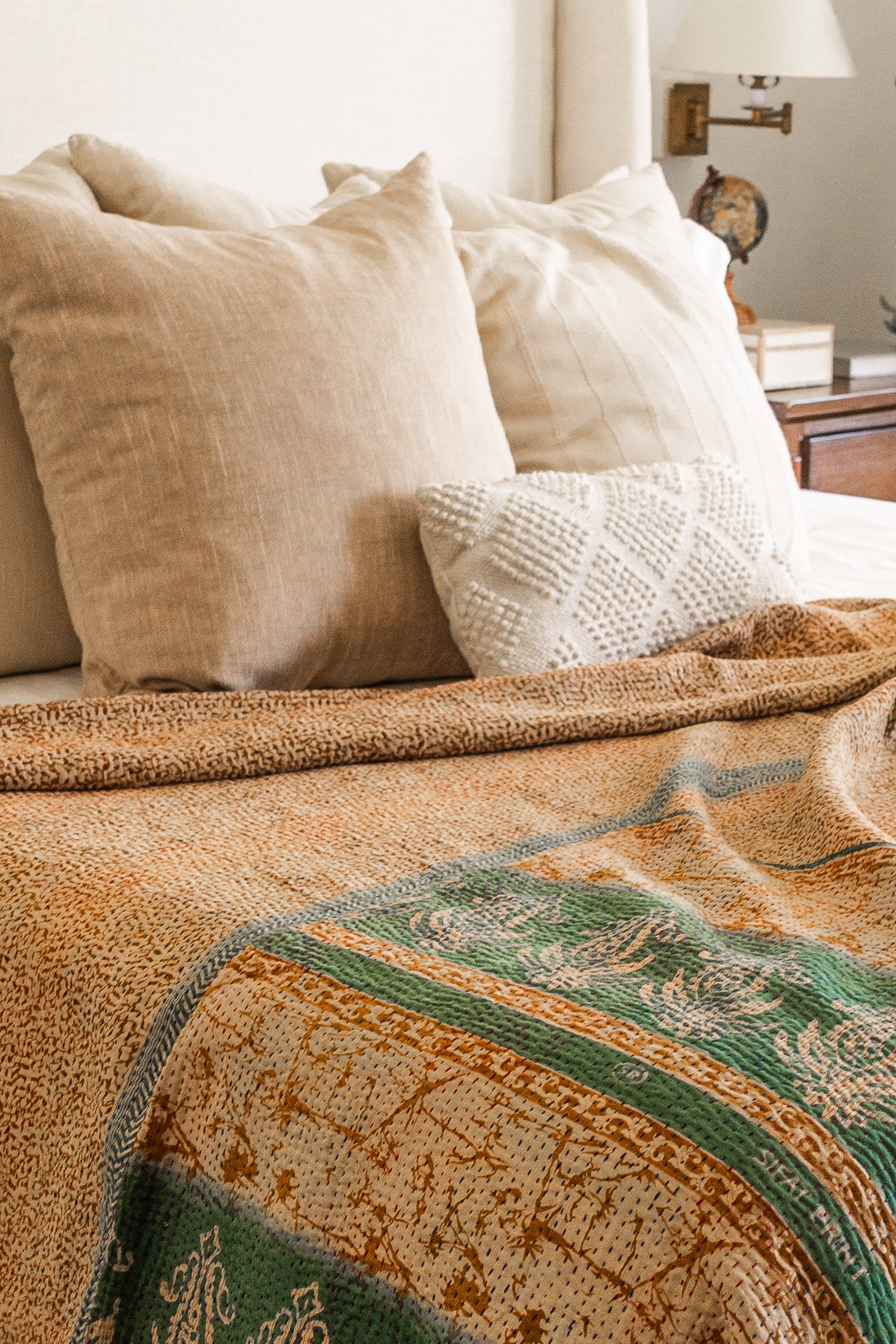 No. 146 Masterpiece Kantha Coverlet Quilt (Queen)