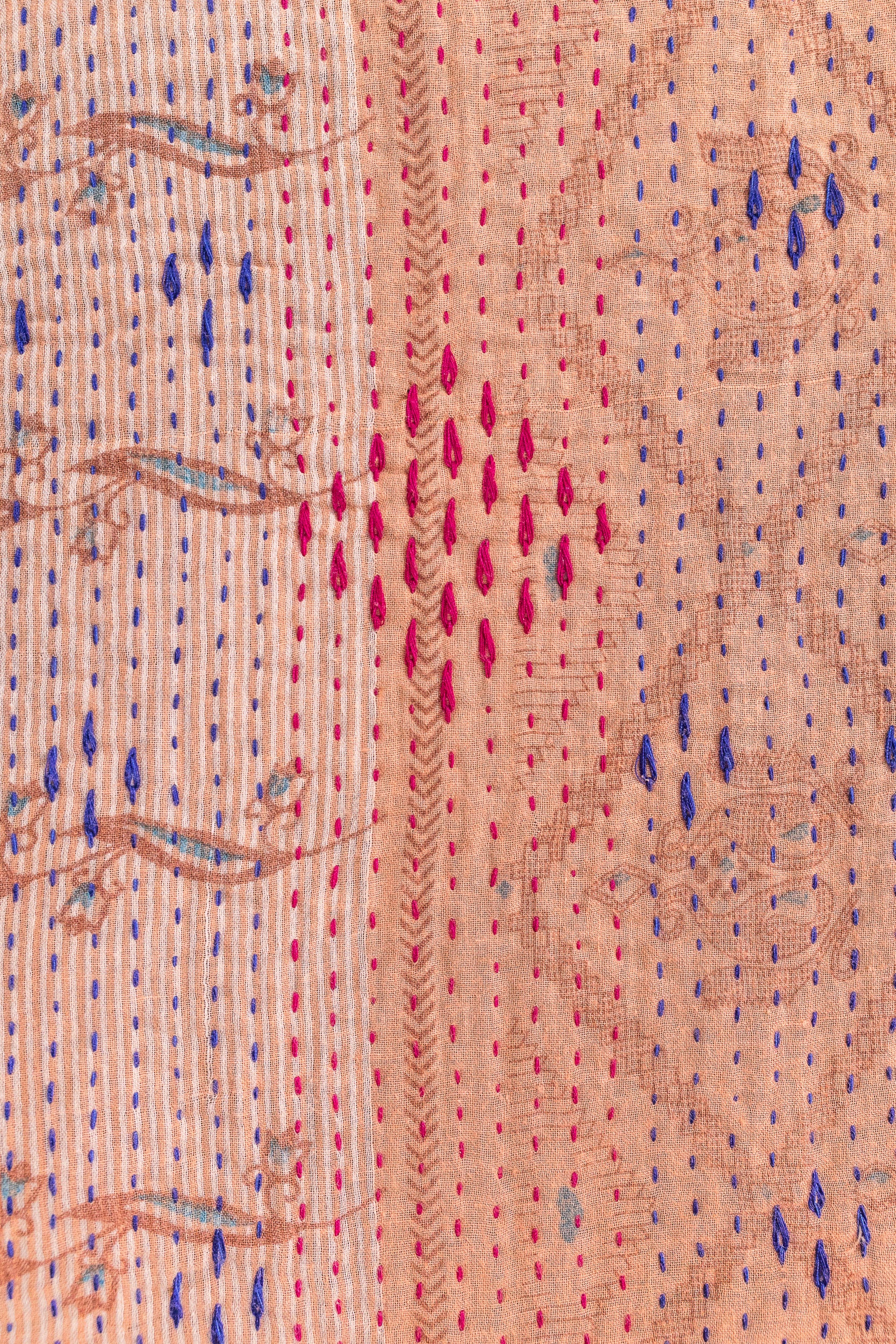 No. 146 Masterpiece Kantha Coverlet Quilt (Queen)