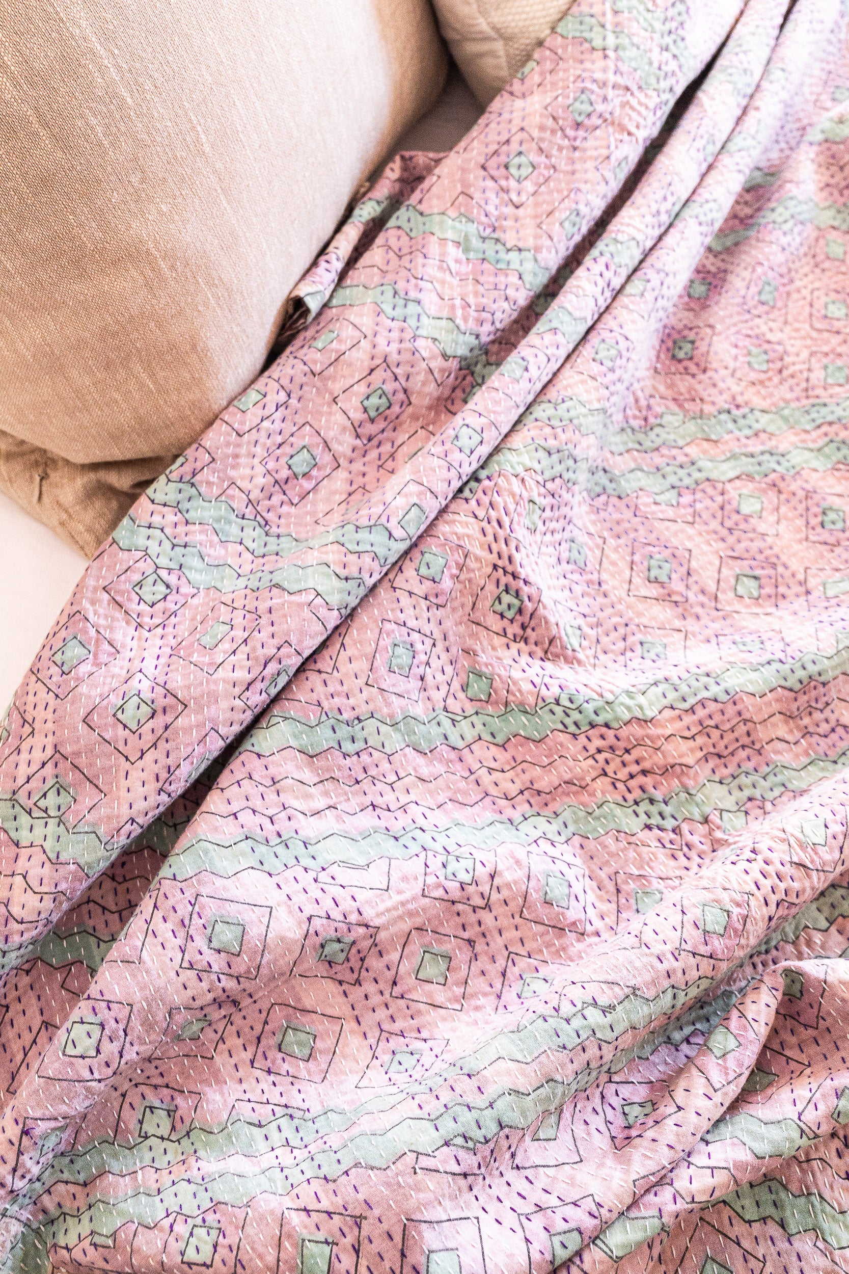 No. 149 Masterpiece Kantha Coverlet Quilt (Twin/Full)