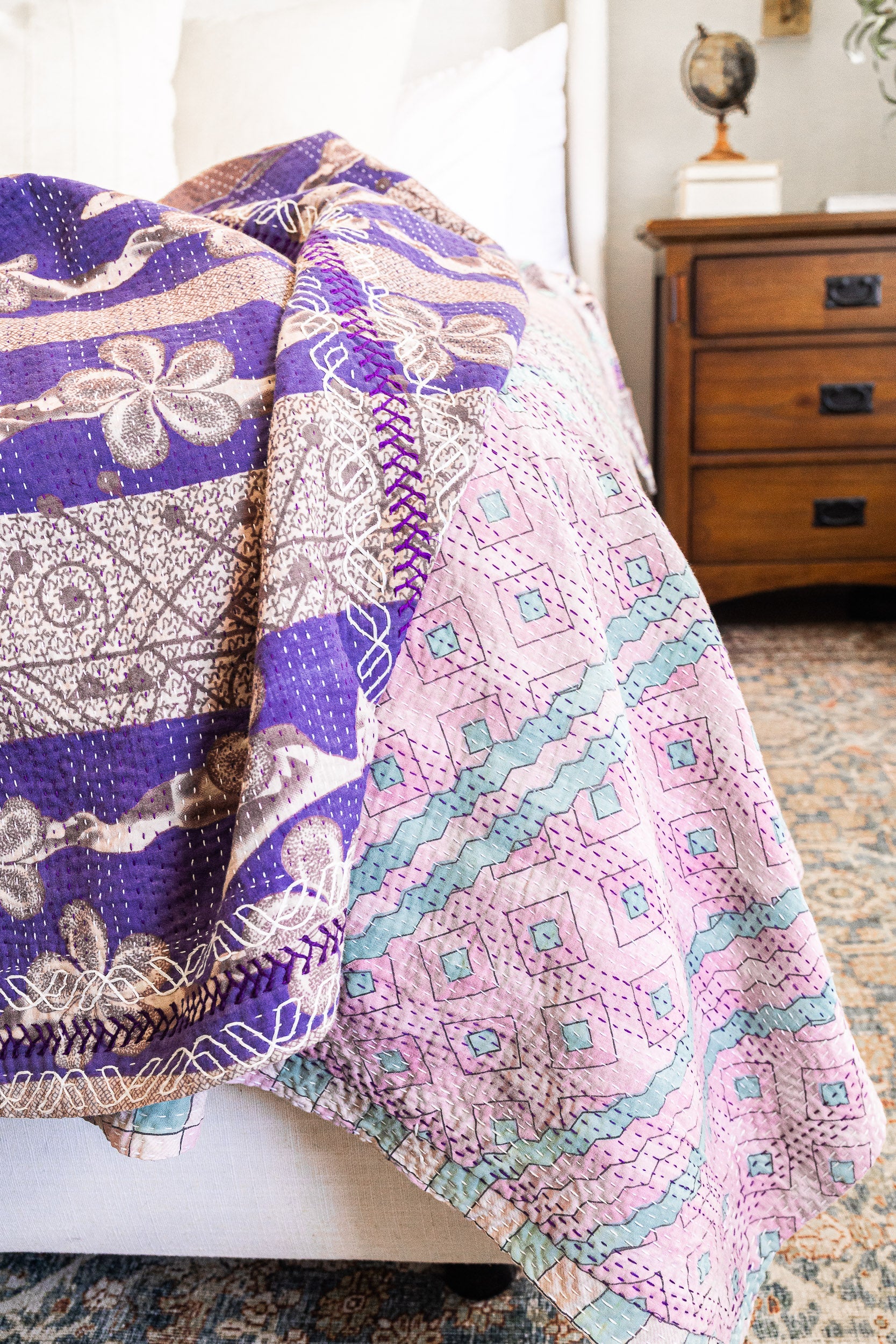 No. 149 Masterpiece Kantha Coverlet Quilt (Twin/Full)