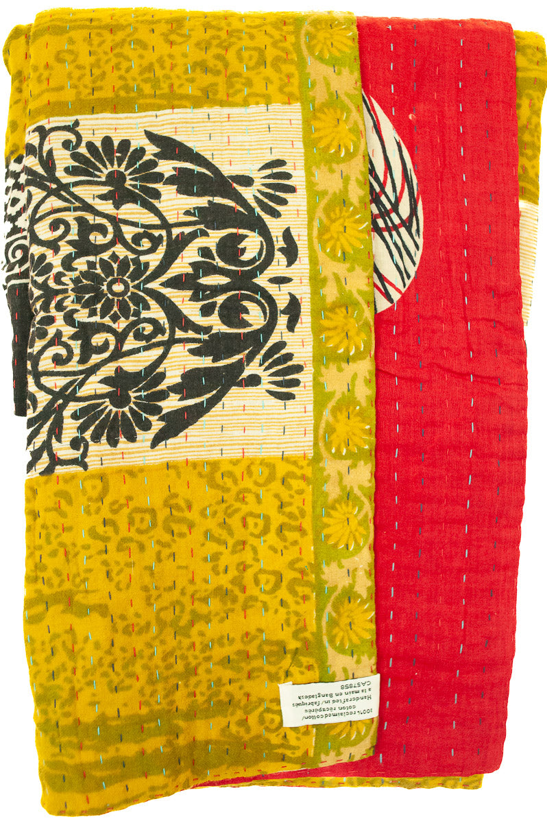 Kantha Throw Bed Quilt
