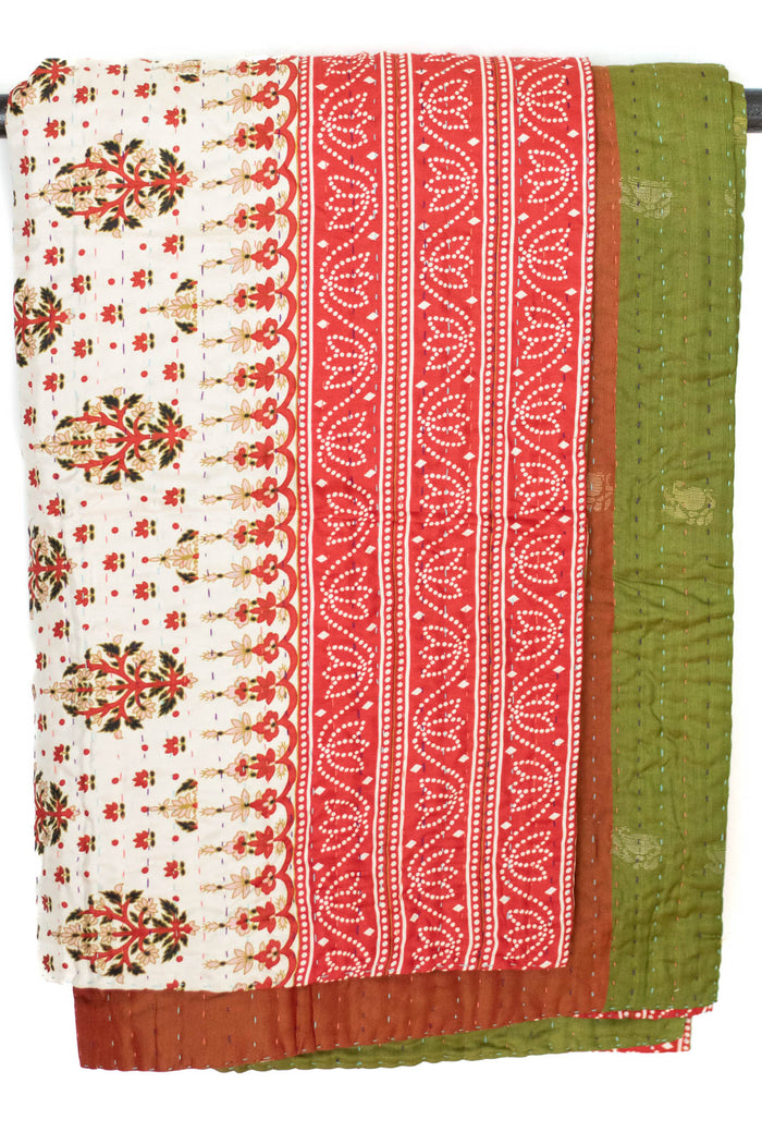 Kantha Silk Throw Blanket