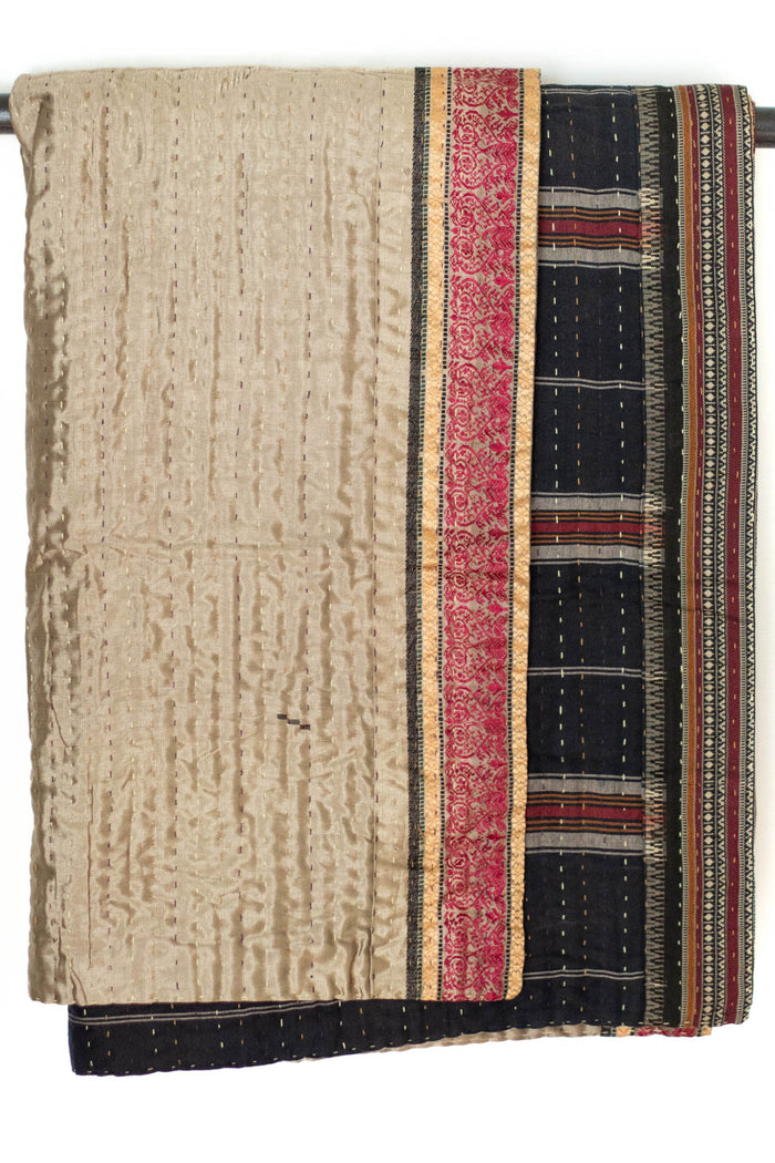 Kantha Silk Throw Blanket