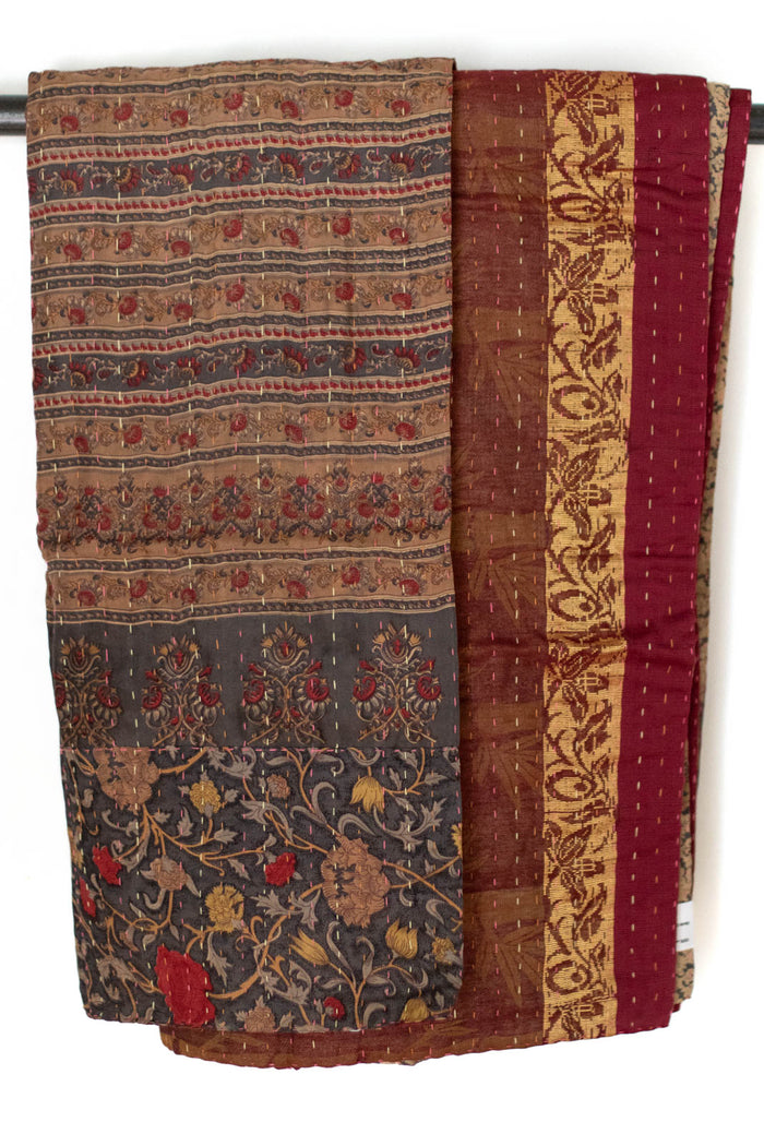 Kantha Silk Throw Blanket