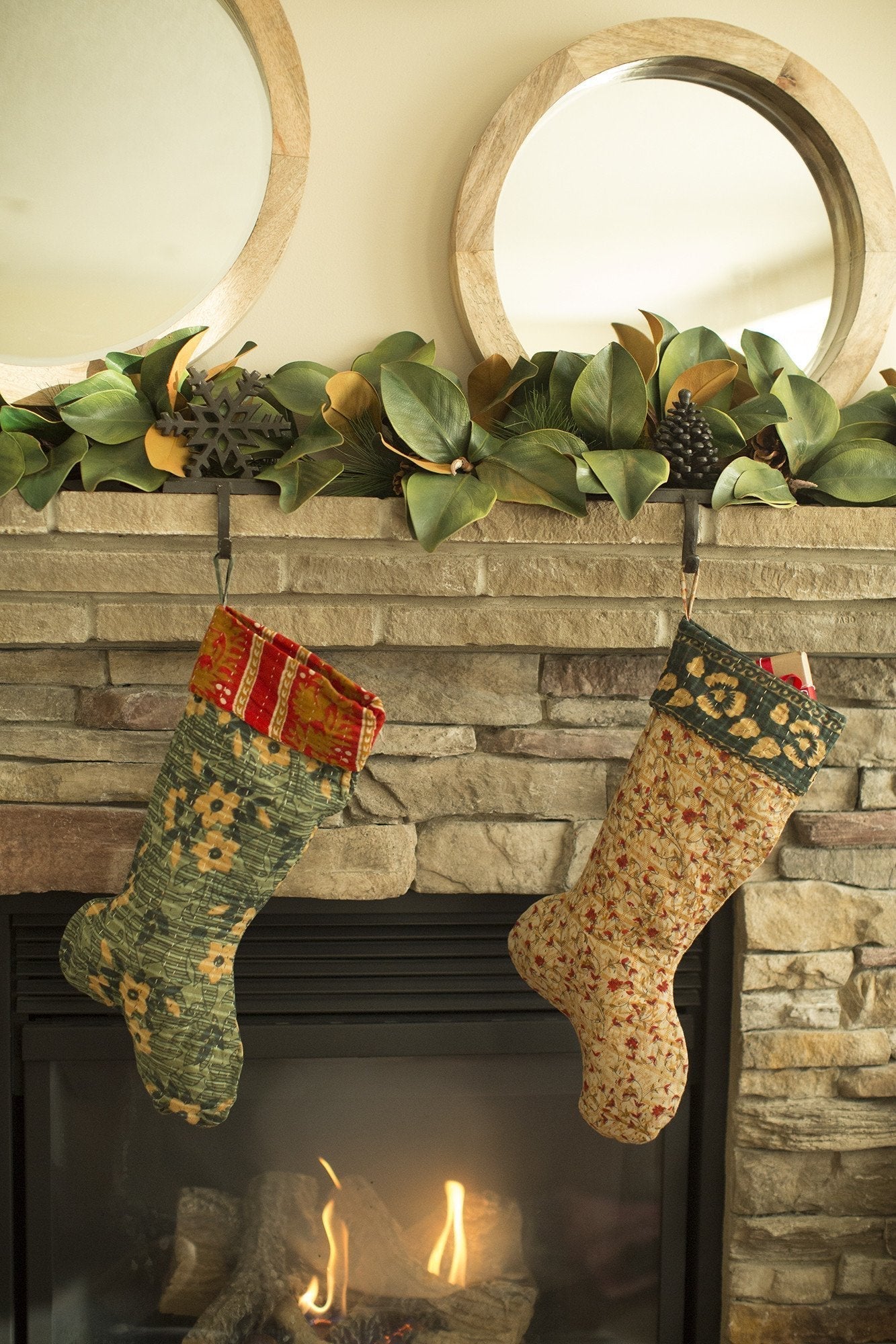 Kantha Holiday Stocking - Hearth No. 8