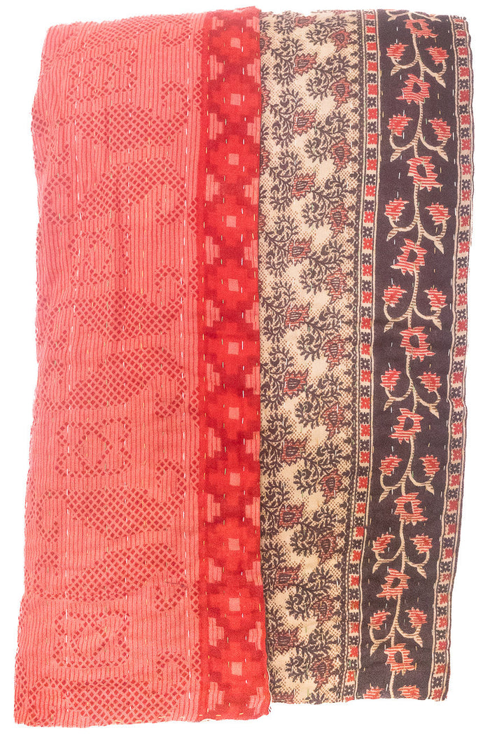 Kantha Large Throw Blanket
