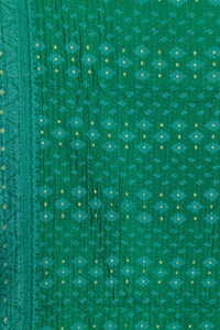 Emerald Silk Blend Kantha Throw Blanket