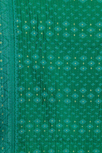 Emerald Silk Blend Kantha Throw Blanket
