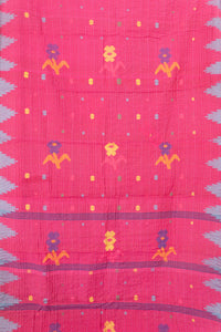 Emerald Silk Blend Kantha Throw Blanket