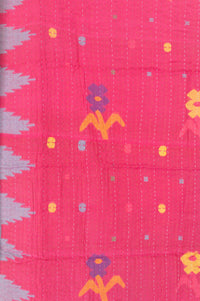 Emerald Silk Blend Kantha Throw Blanket