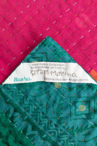 Emerald Silk Blend Kantha Throw Blanket