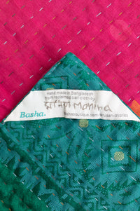 Emerald Silk Blend Kantha Throw Blanket
