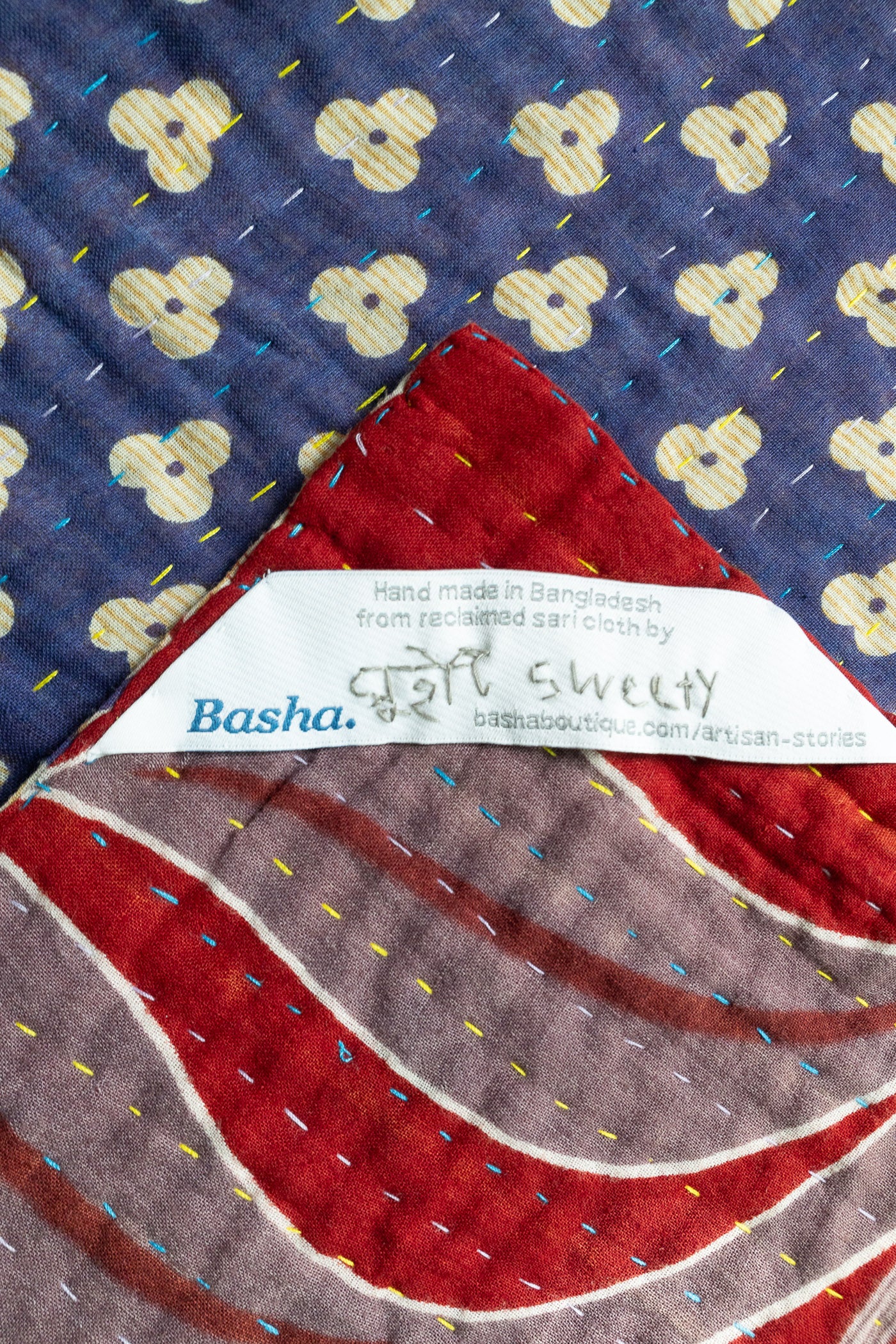 Encourage No. 3 Large Kantha Throw Blanket