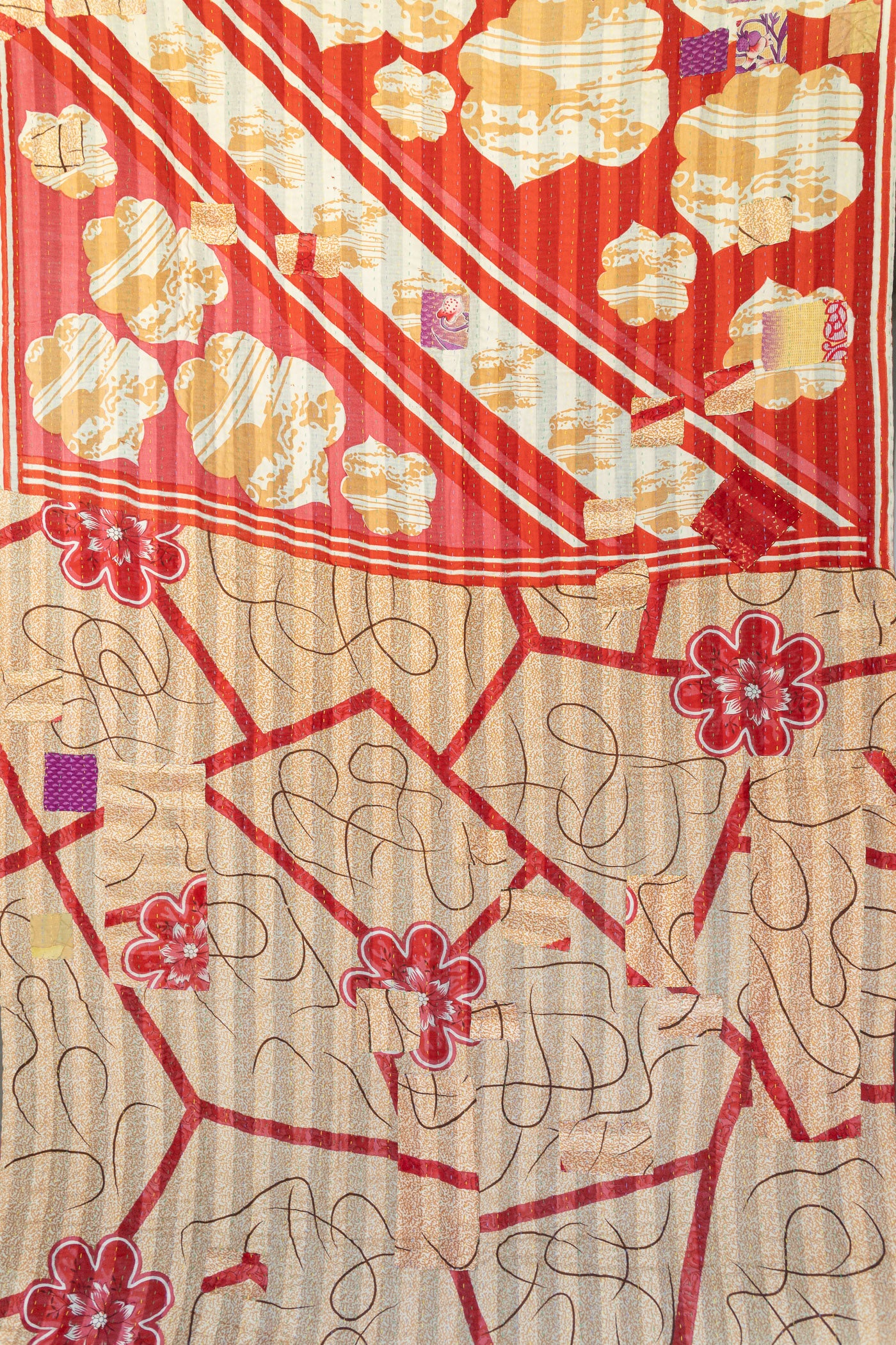 Energetic Kantha Throw Blanket