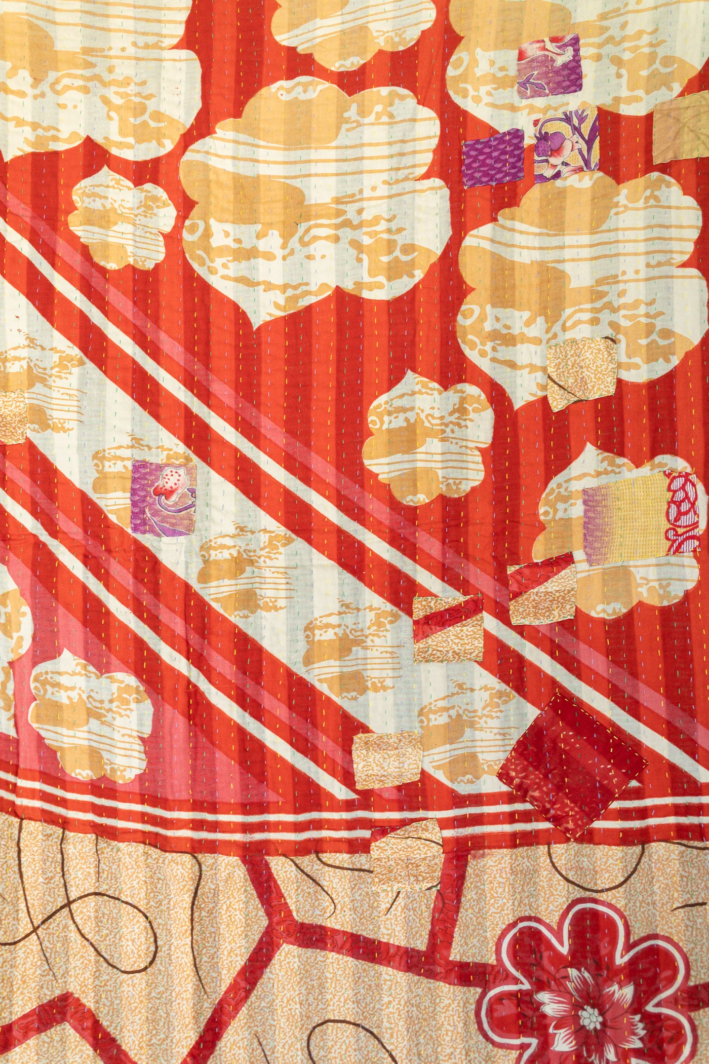 Energetic Kantha Throw Blanket
