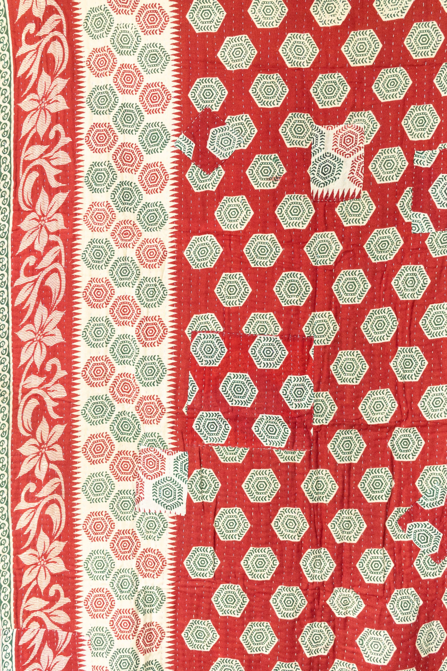 Evergreen Holiday Kantha Blanket