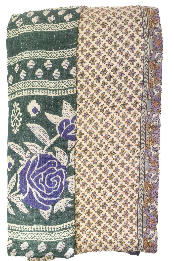 Kantha Large Throw Blanket