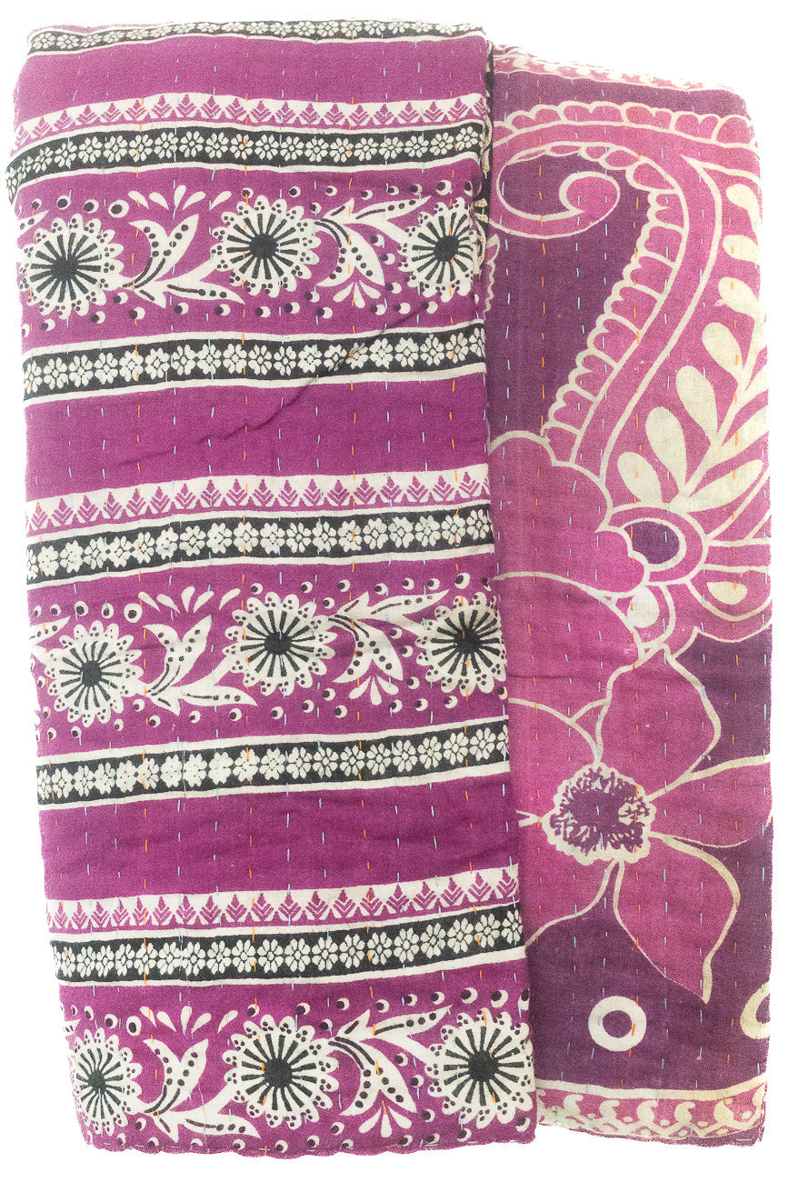 Kantha Large Throw Blanket