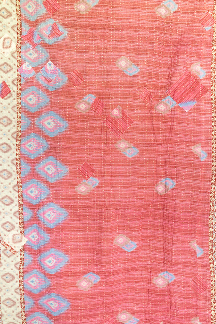 Feather Kantha Throw Blanket