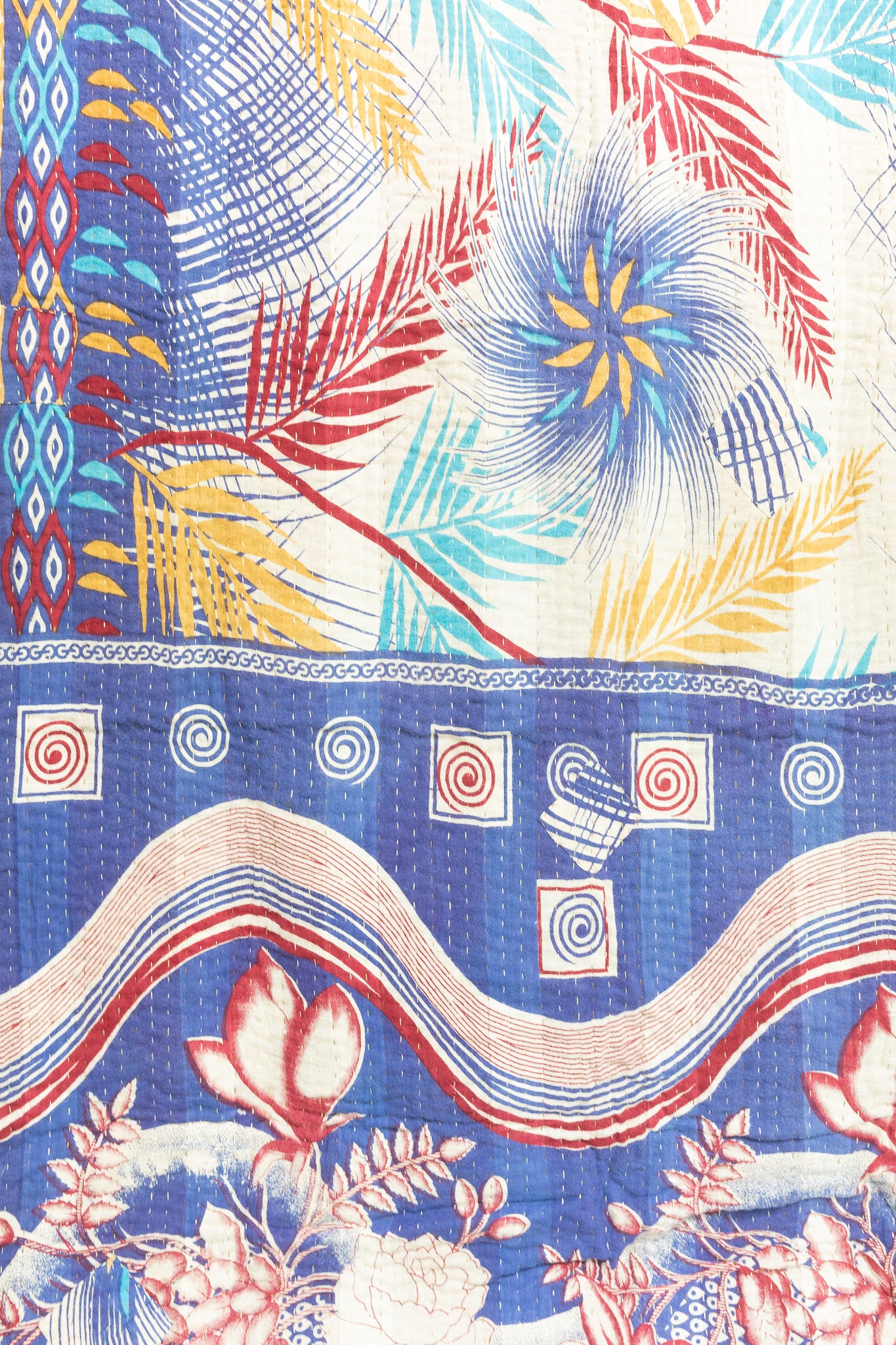 Feather Kantha Throw Blanket