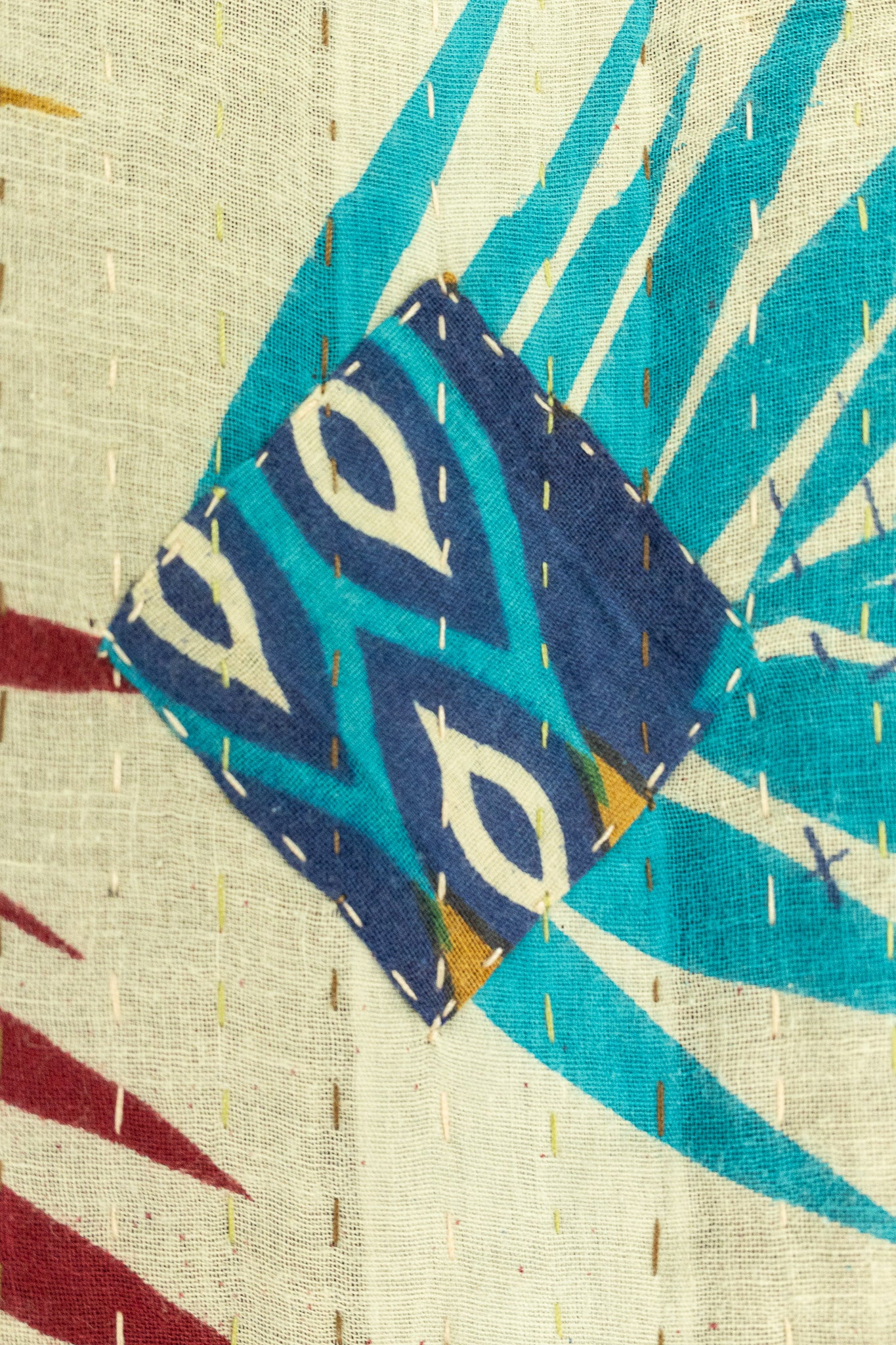 Feather Kantha Throw Blanket