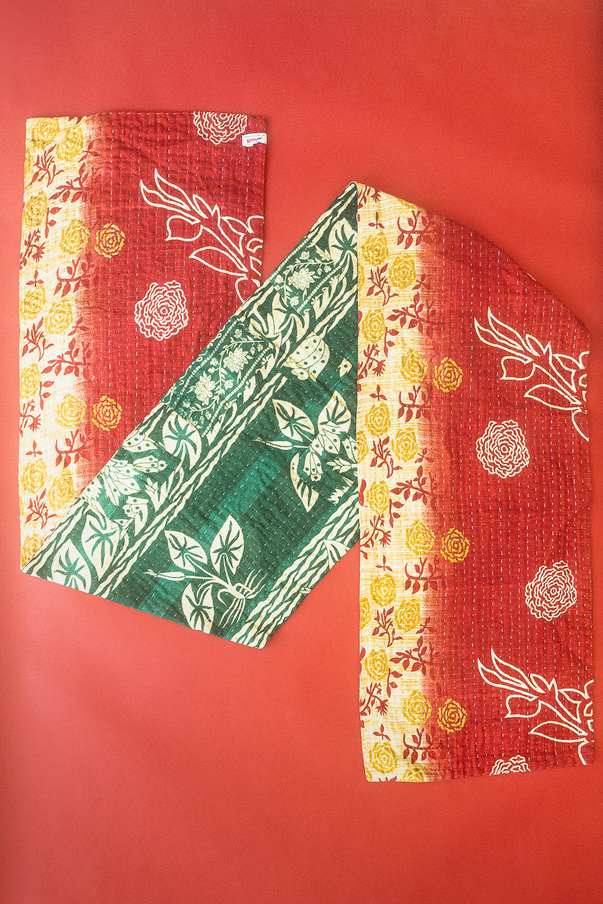 Kantha Holiday Table Runner - Festive No. 5