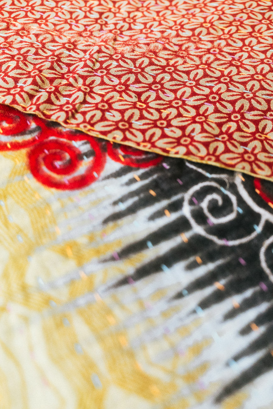Kantha Holiday Table Runner - Festive No. 7