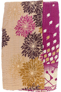 Flowering Kantha Throw Blanket