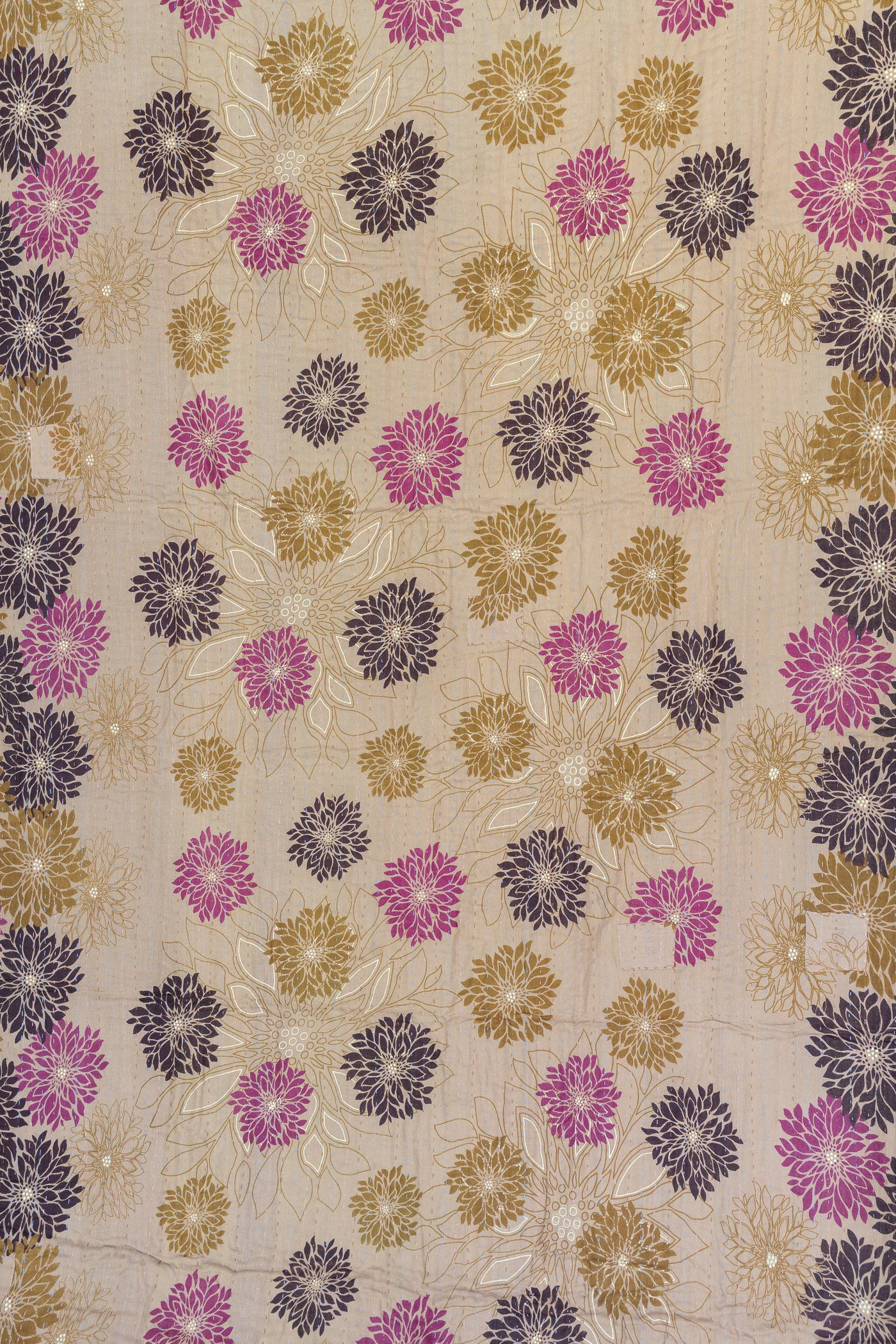 Flowering Kantha Throw Blanket