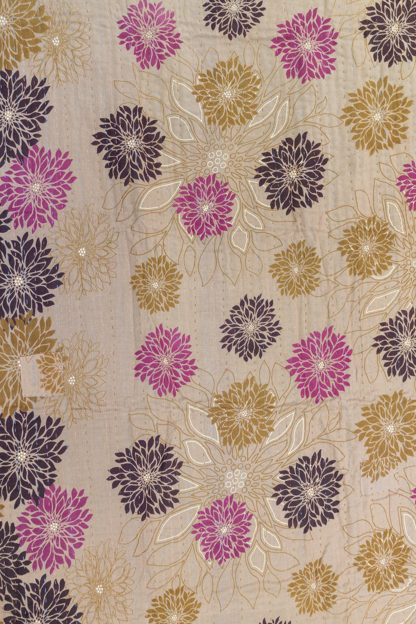 Flowering Kantha Throw Blanket