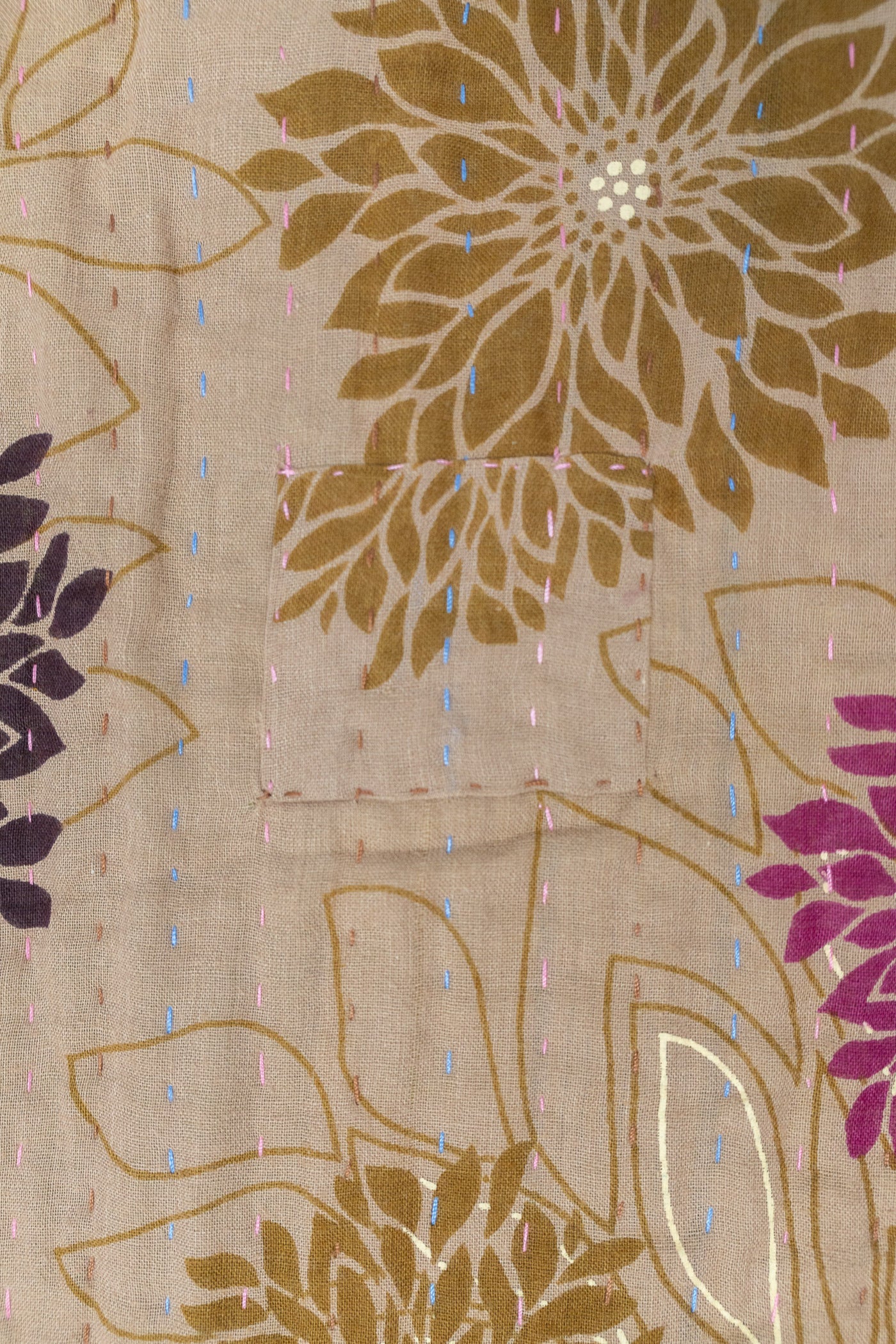 Flowering Kantha Throw Blanket