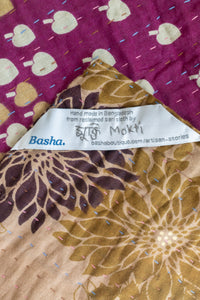 Flowering Kantha Throw Blanket