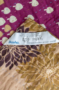 Flowering Kantha Throw Blanket