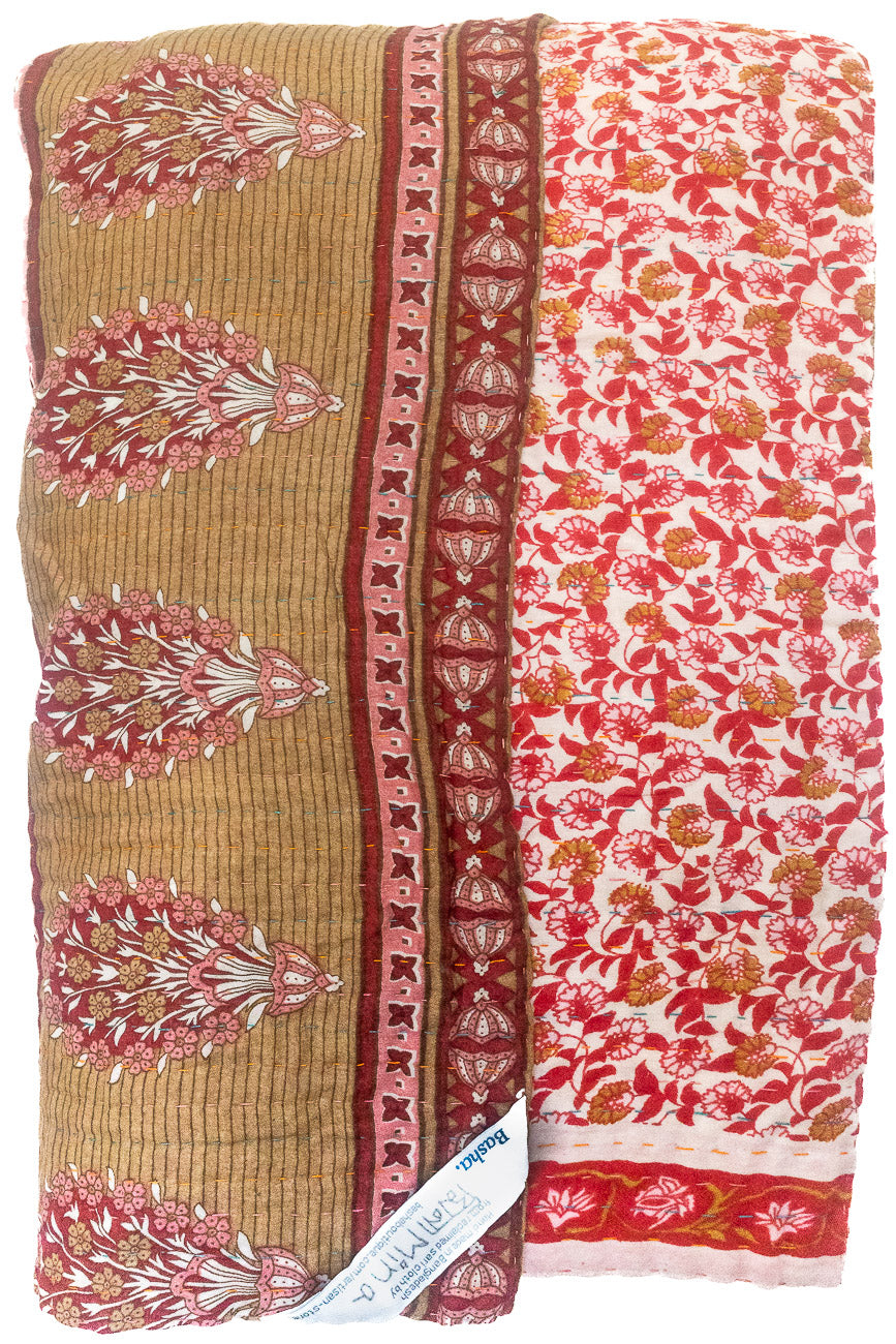 Kantha Large Throw Blanket
