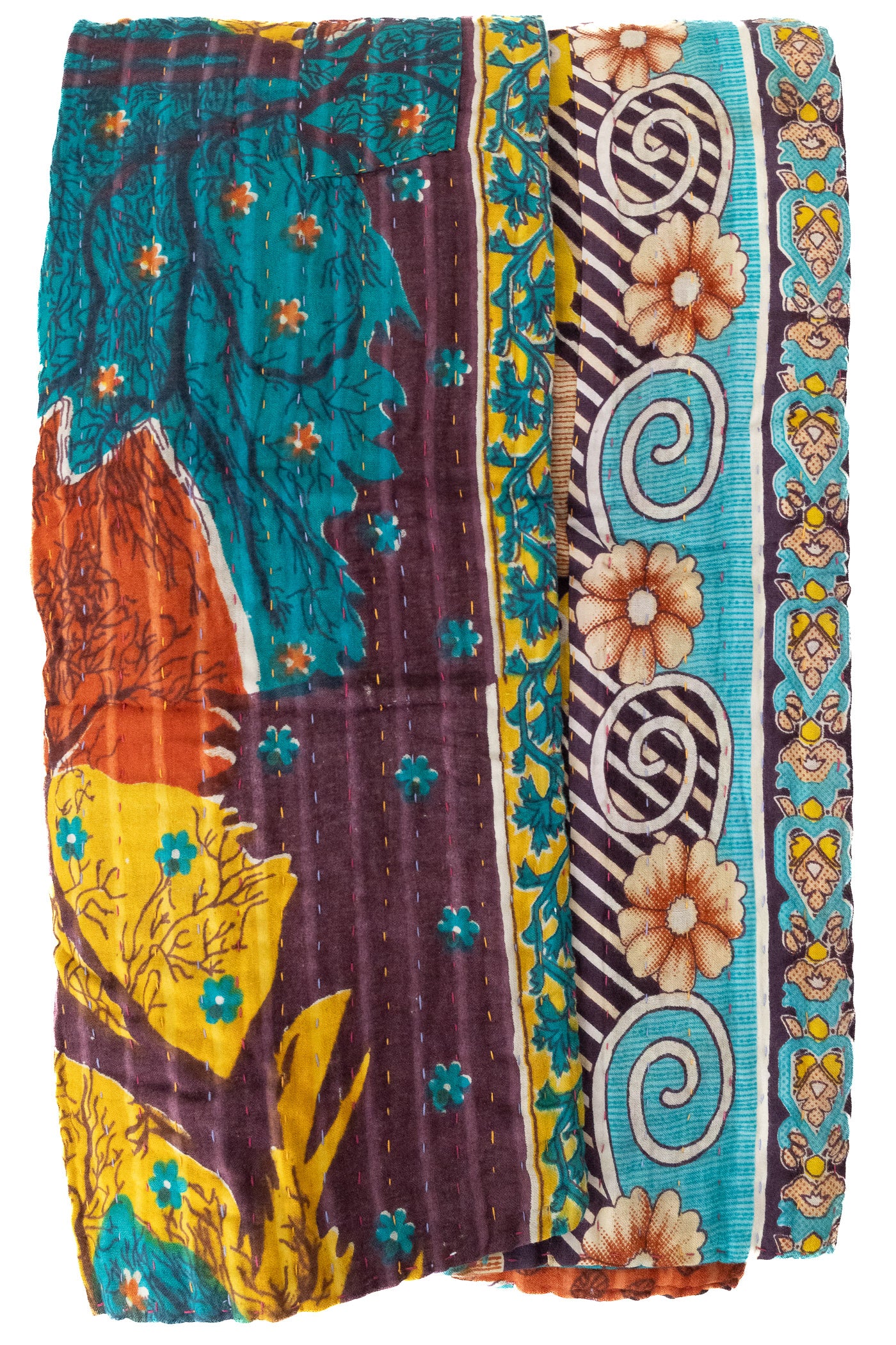 Forest Kantha Throw Blanket