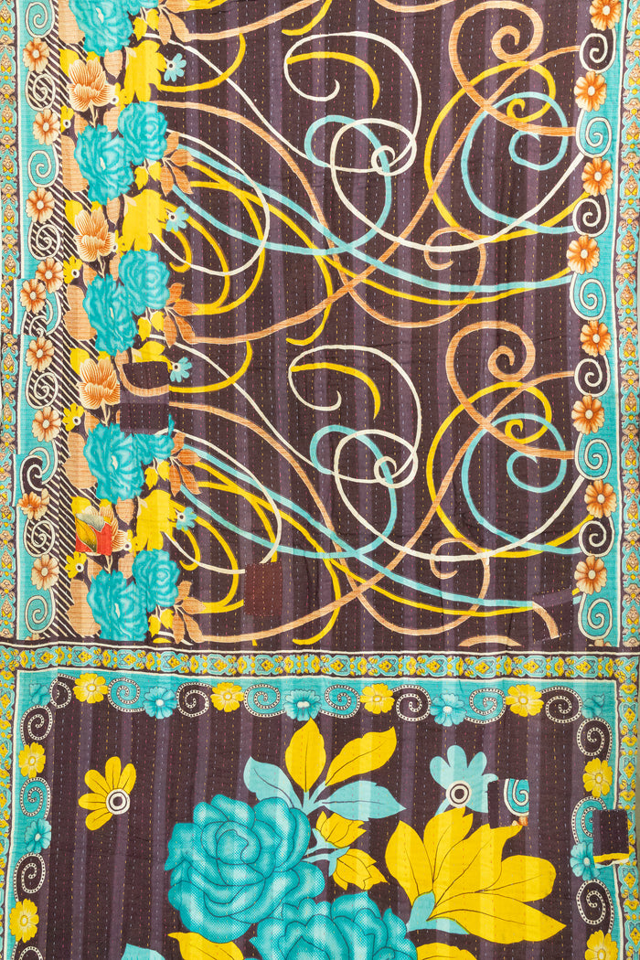 Forest Kantha Throw Blanket