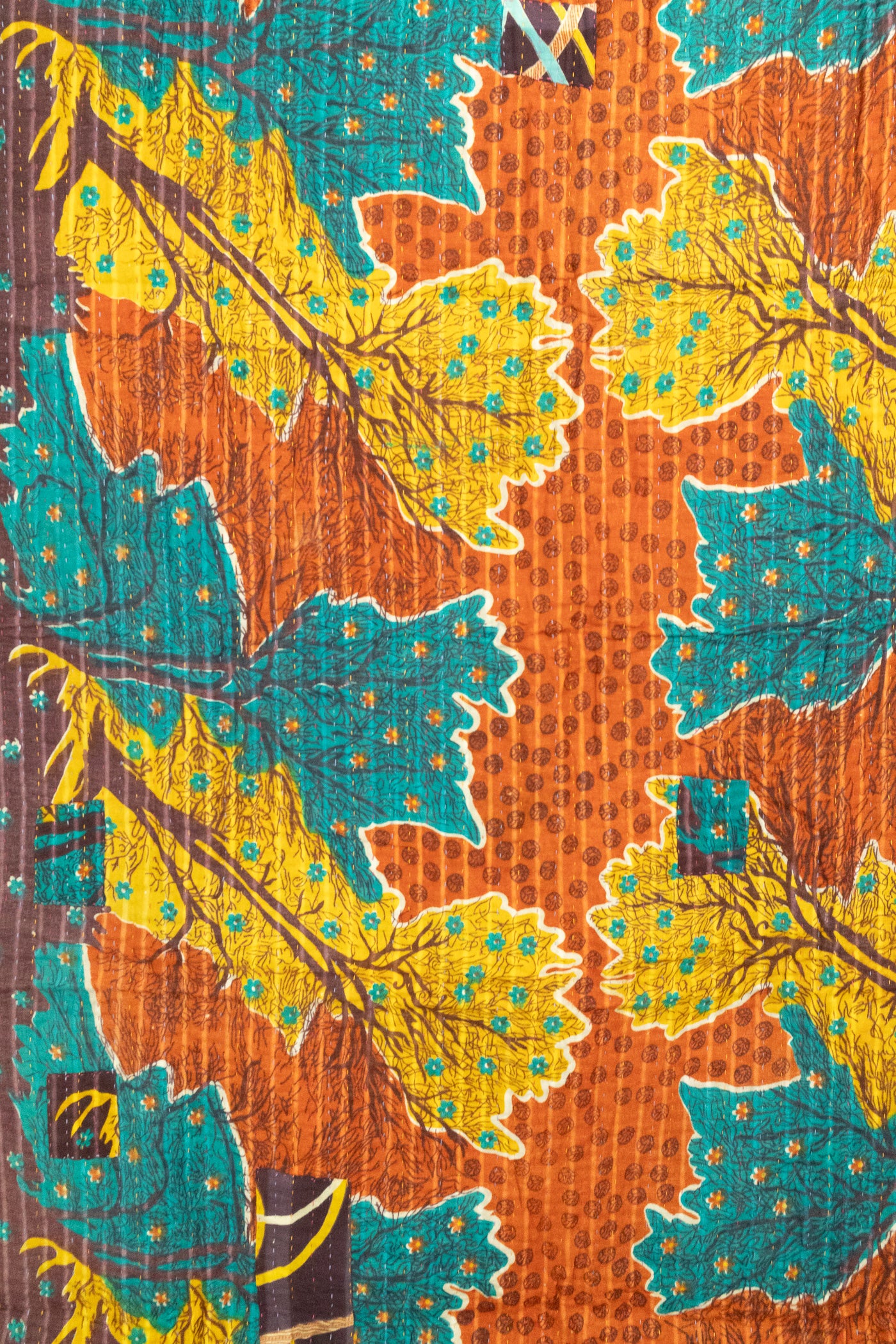 Forest Kantha Throw Blanket