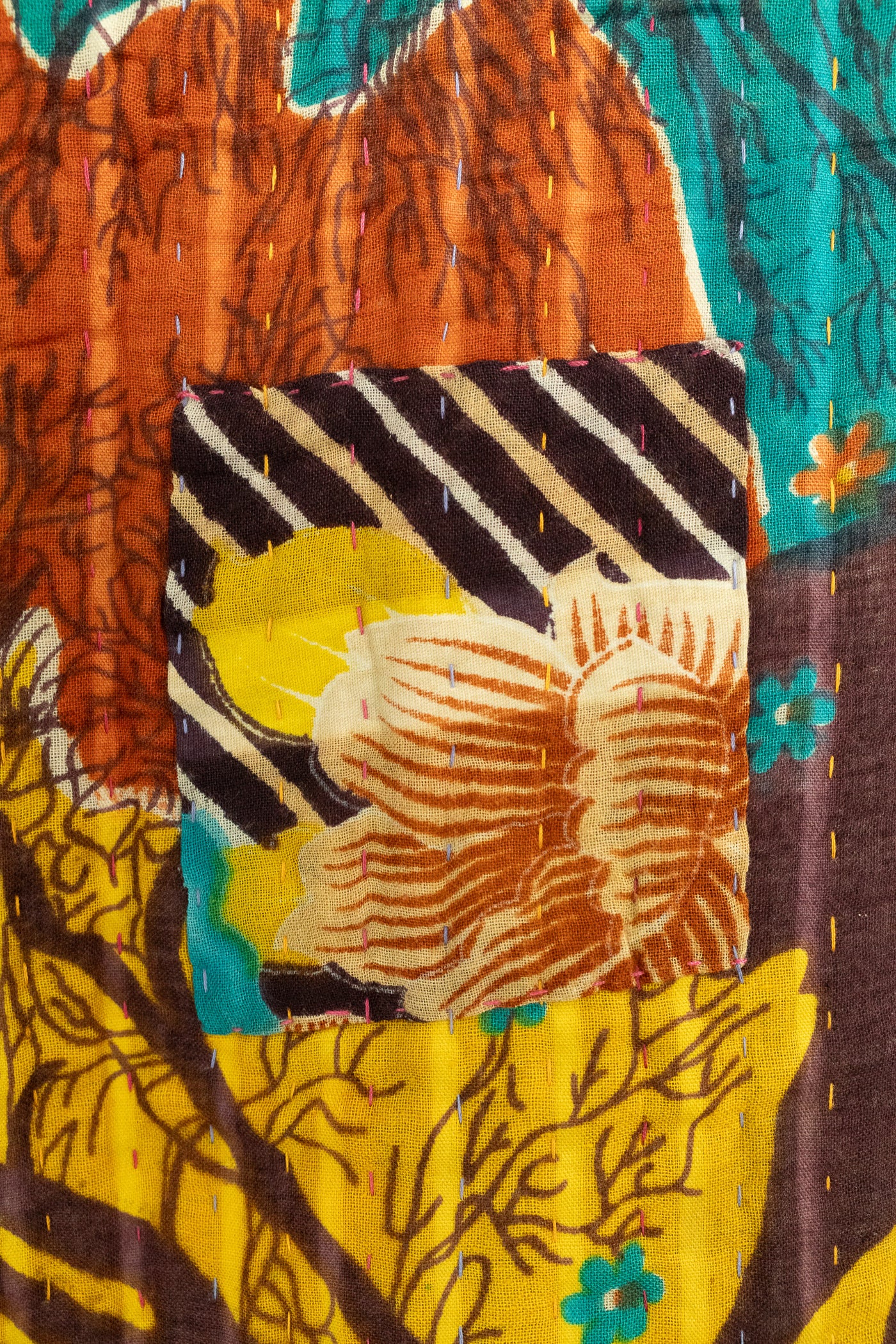 Forest Kantha Throw Blanket
